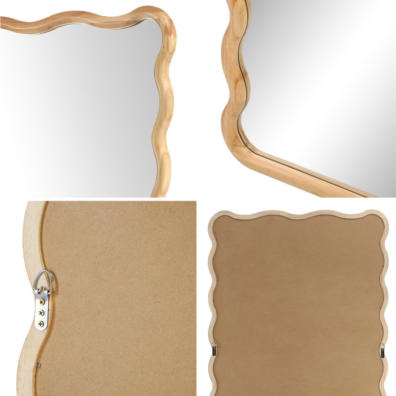 Oikiture Wooden Full Length Mirror 180x70cm Wavy Dressing Floor Mirrors - Sunyee