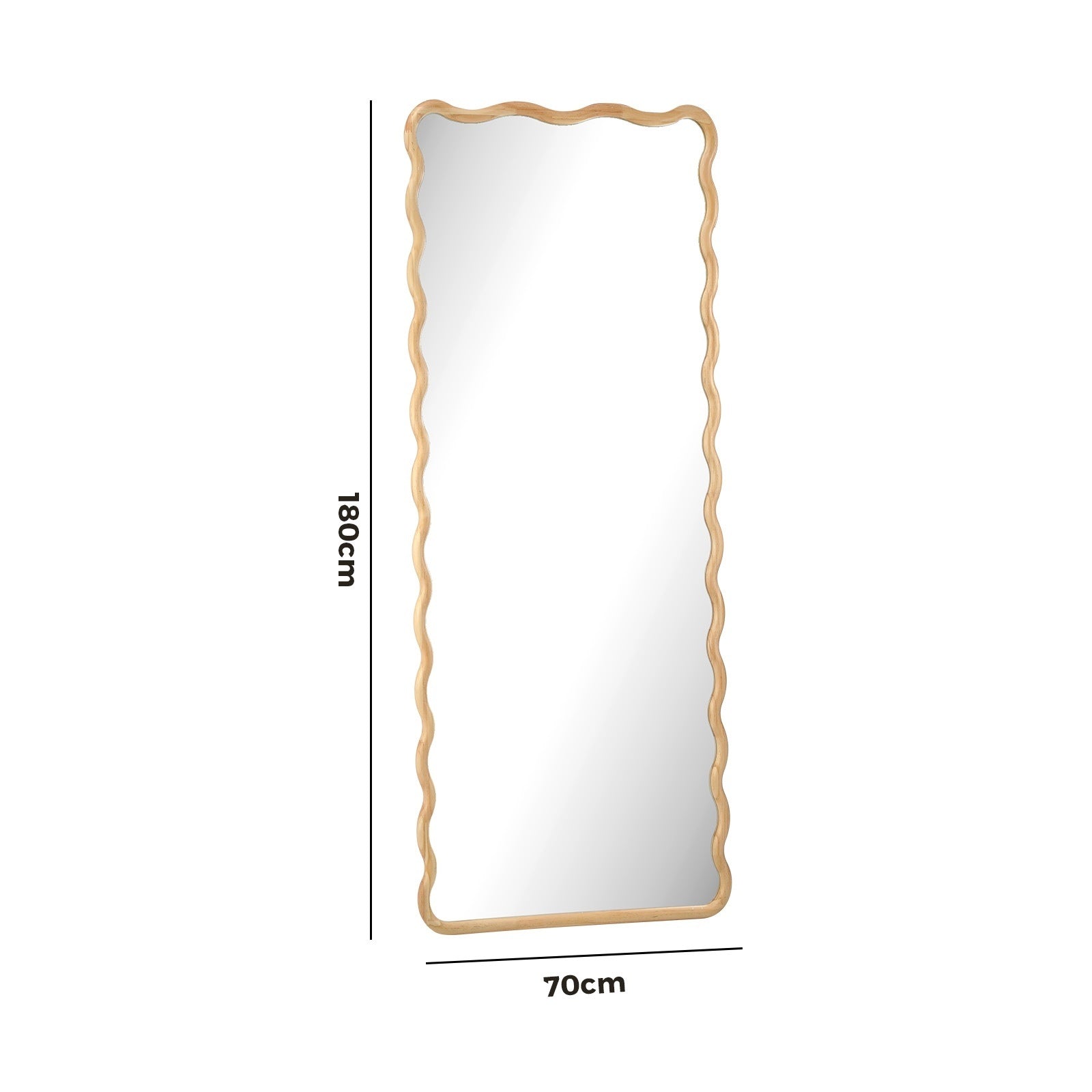 Oikiture Wooden Full Length Mirror 180x70cm Wavy Dressing Floor Mirrors - Sunyee