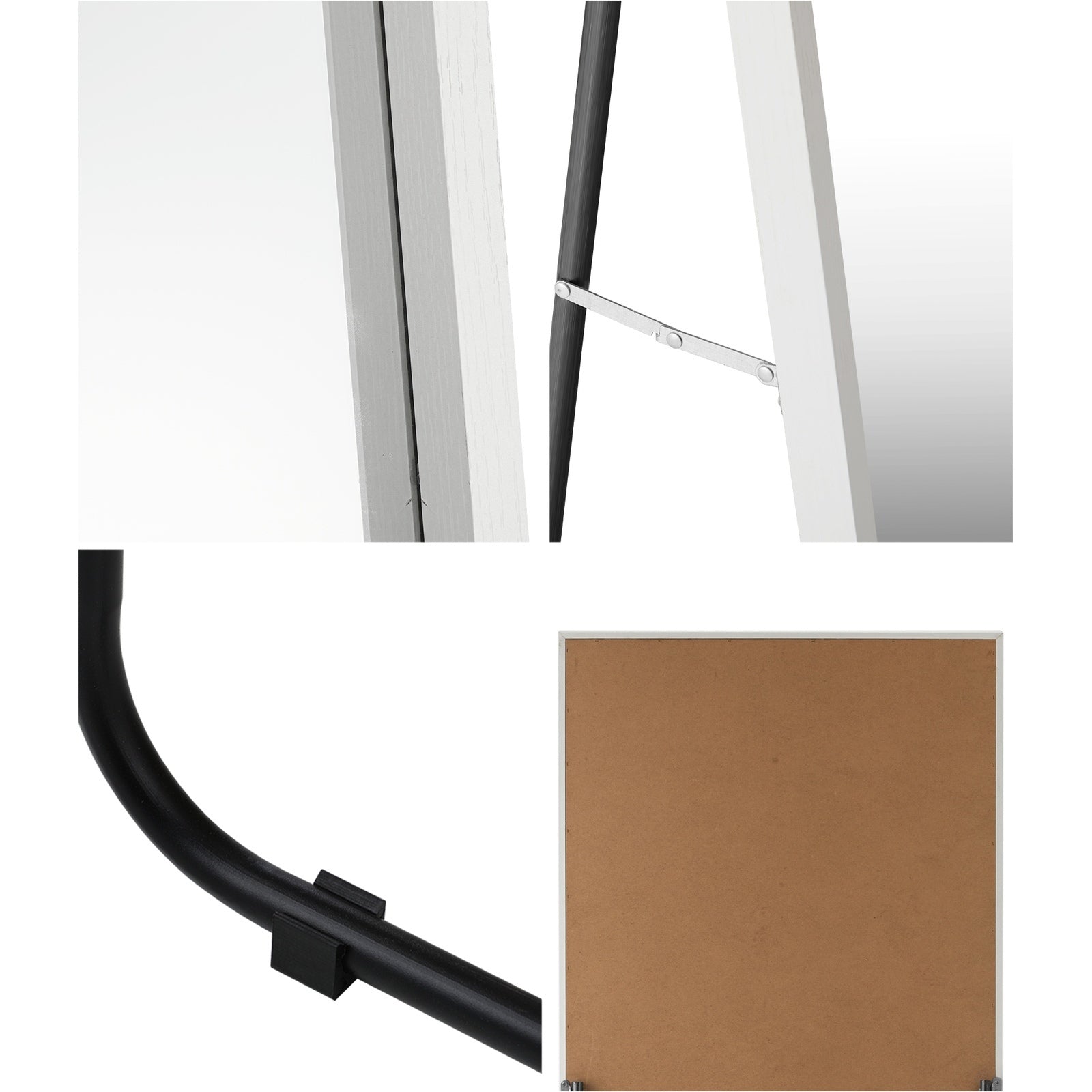 Oikiture Wooden Full Length Mirror 166x60cm Floor Mirrors Free Standing White - Sunyee