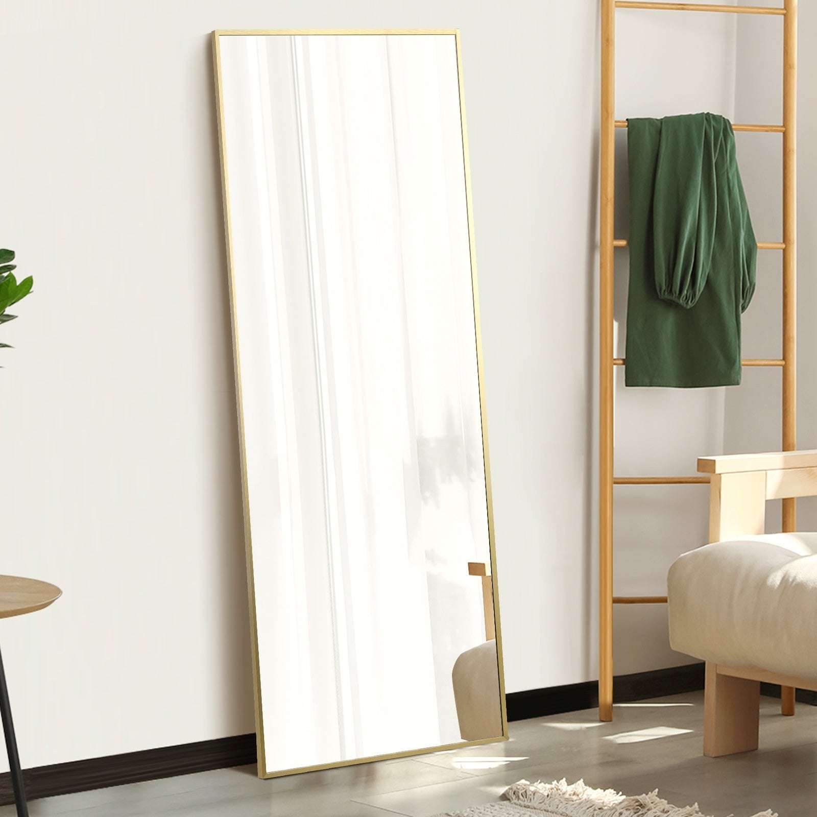 Oikiture Full Length Mirror Rectangle Dressing Floor Mirrors 166x60cm Gold - Sunyee