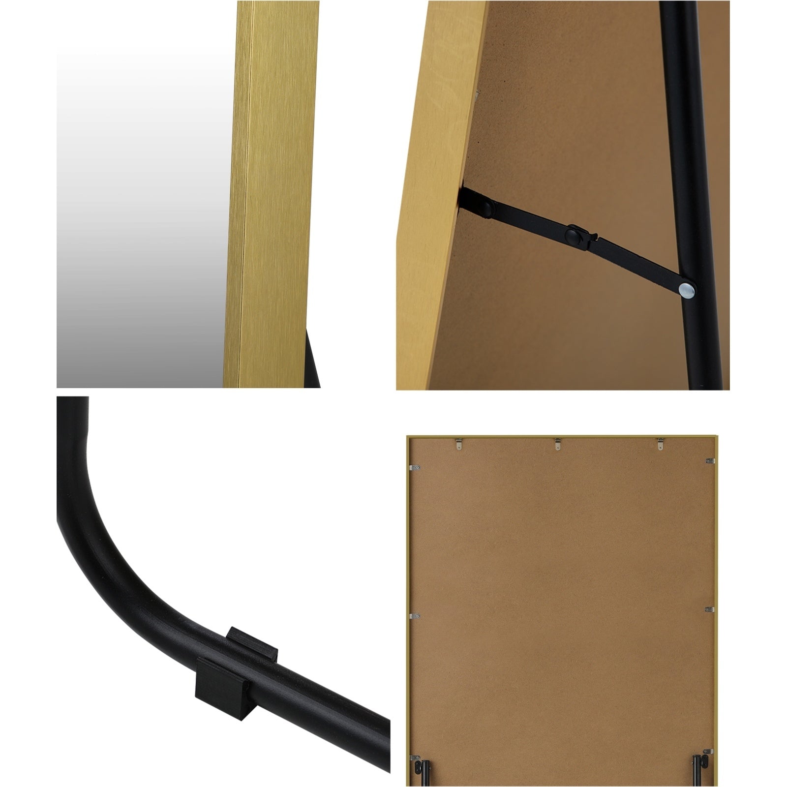 Oikiture Full Length Mirror Rectangle Dressing Floor Mirrors 166x60cm Gold - Sunyee