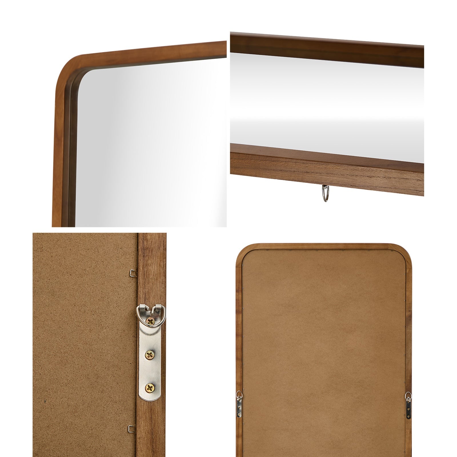 Oikiture Full Length Mirror 166x60cm Rectangle Dressing Floor Mirrors Walnut - Sunyee