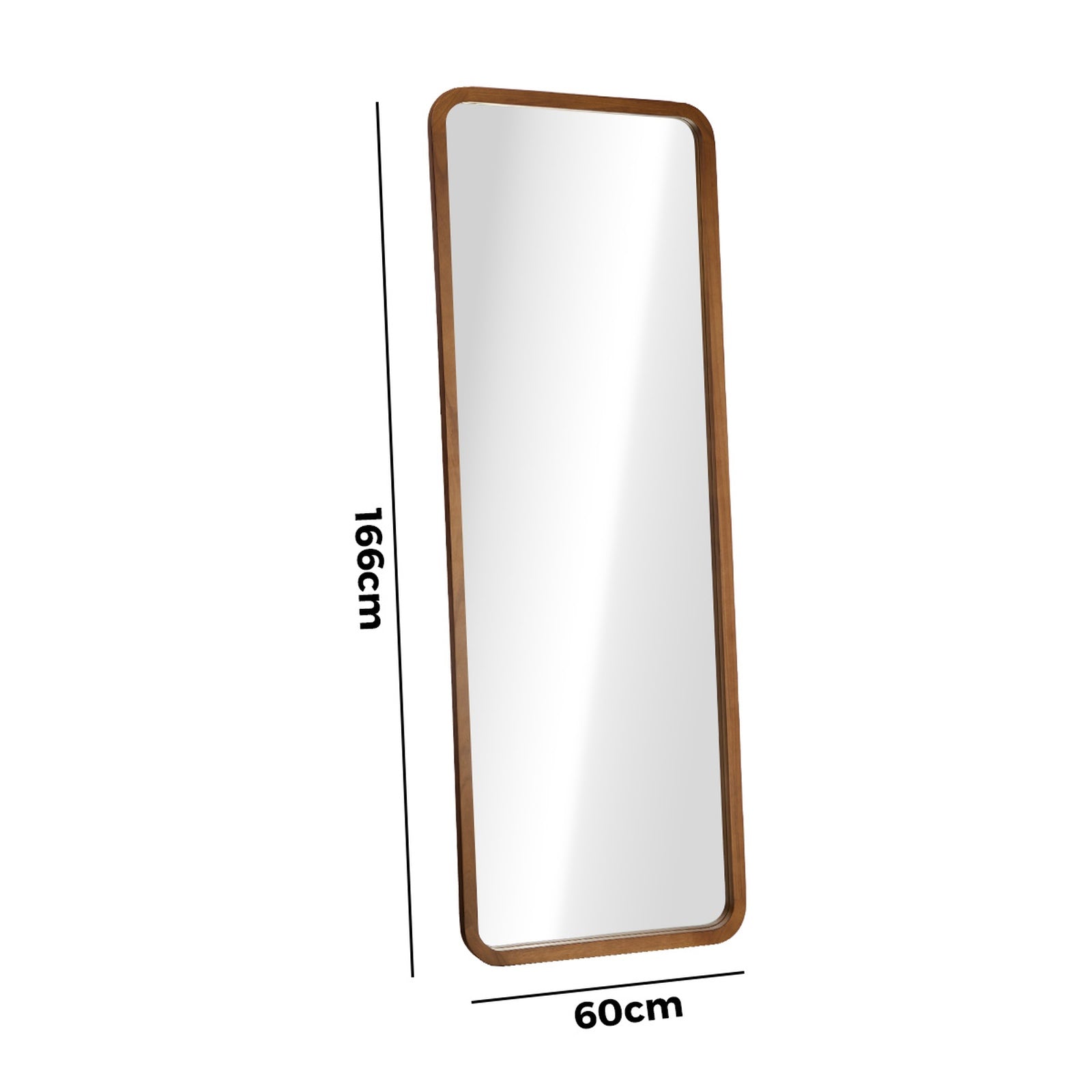Oikiture Full Length Mirror 166x60cm Rectangle Dressing Floor Mirrors Walnut - Sunyee