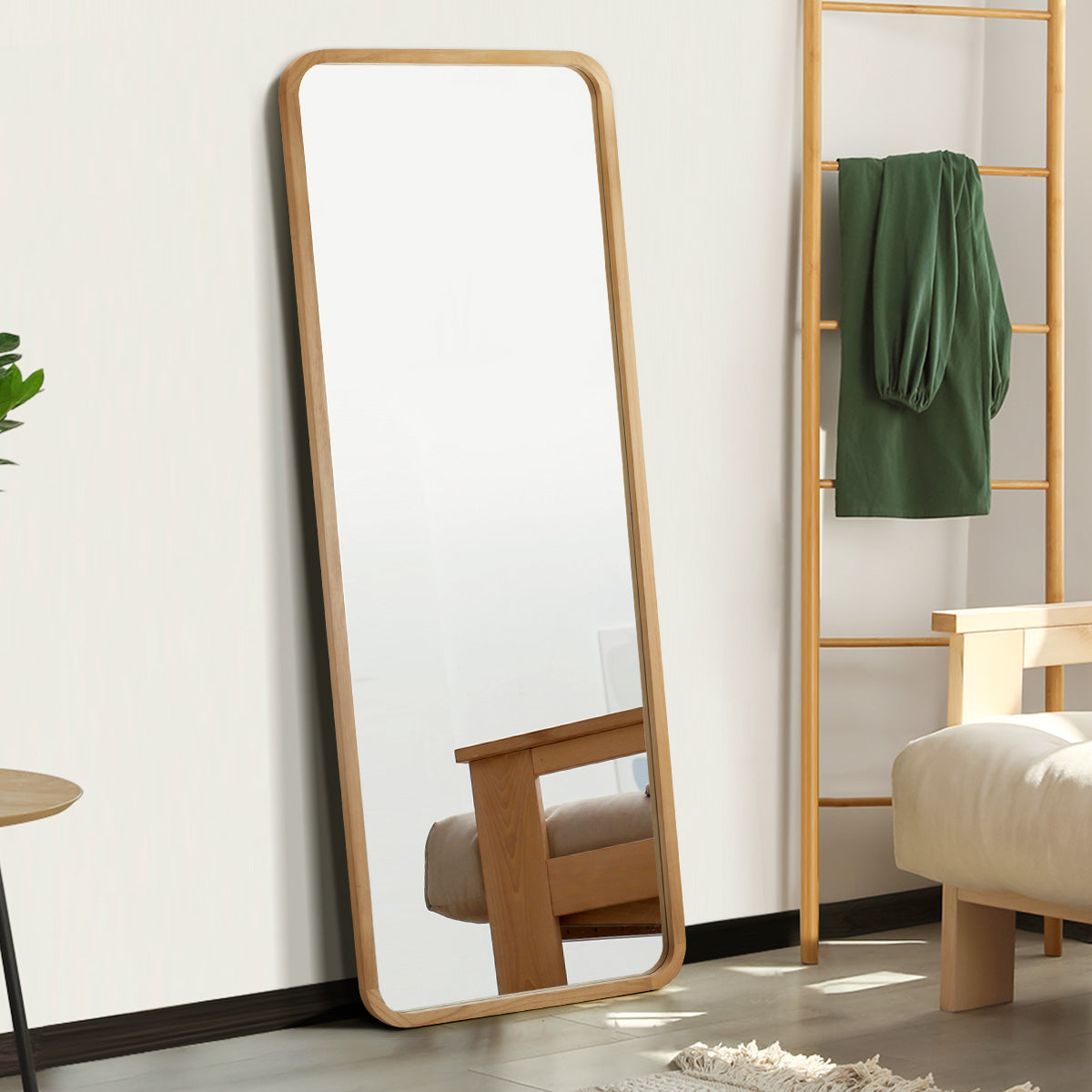 Oikiture Wooden Full Length Mirror 180x70cm Rectangle Dressing Floor Mirrors - Sunyee