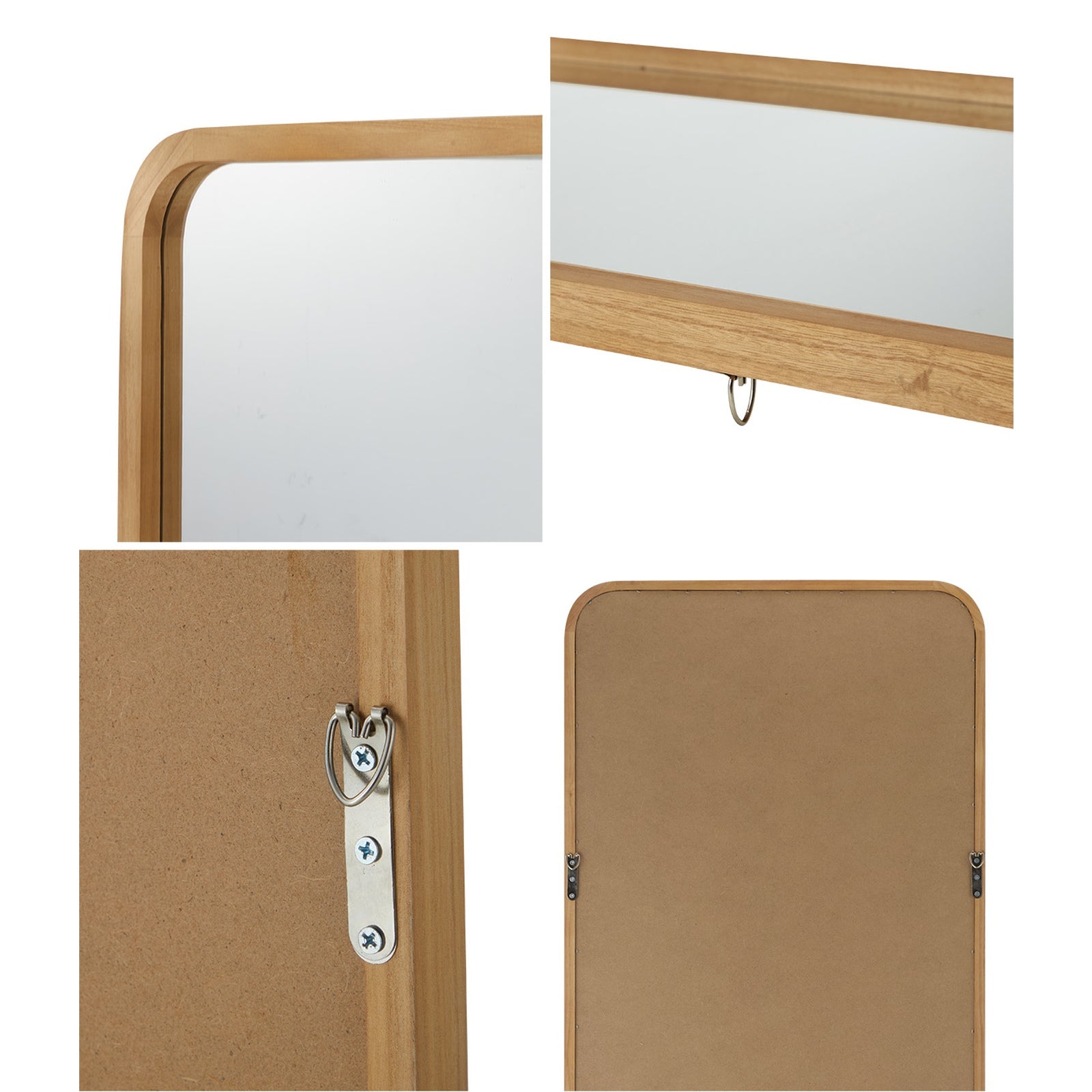 Oikiture Wooden Full Length Mirror 180x70cm Rectangle Dressing Floor Mirrors - Sunyee
