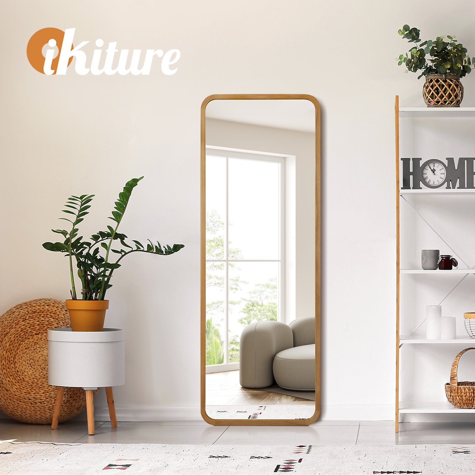 Oikiture Wooden Full Length Mirror 180x70cm Rectangle Dressing Floor Mirrors - Sunyee