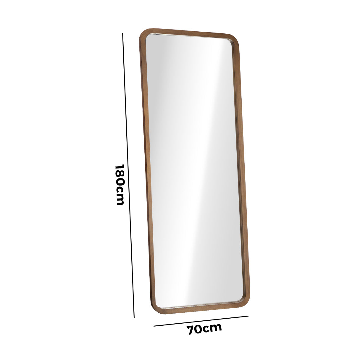 Oikiture Full Length Mirror 180x70cm Rectangle Dressing Floor Mirrors Walnut - Sunyee
