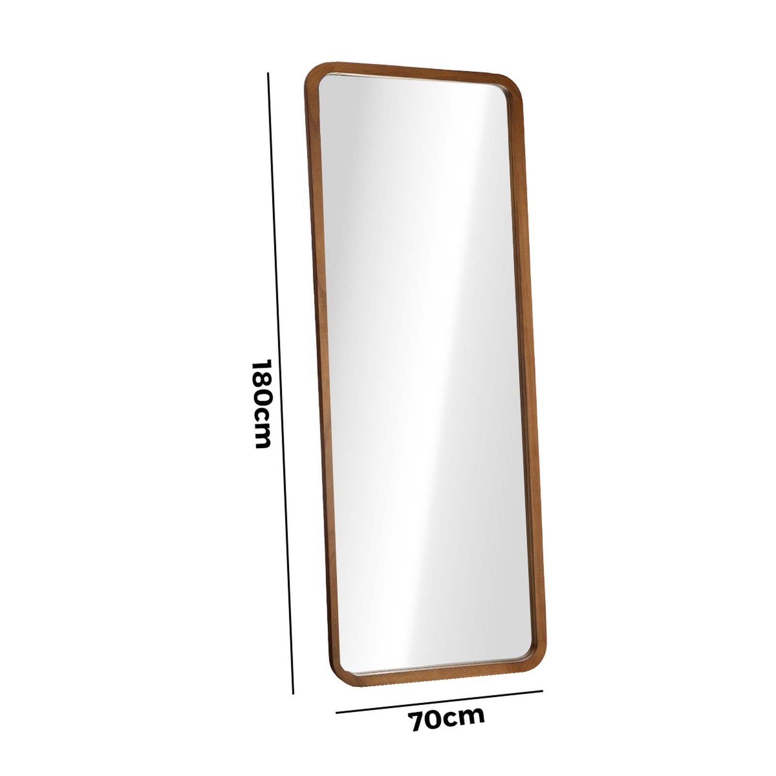 Oikiture Full Length Mirror 180x70cm Rectangle Dressing Floor Mirrors Walnut - Sunyee