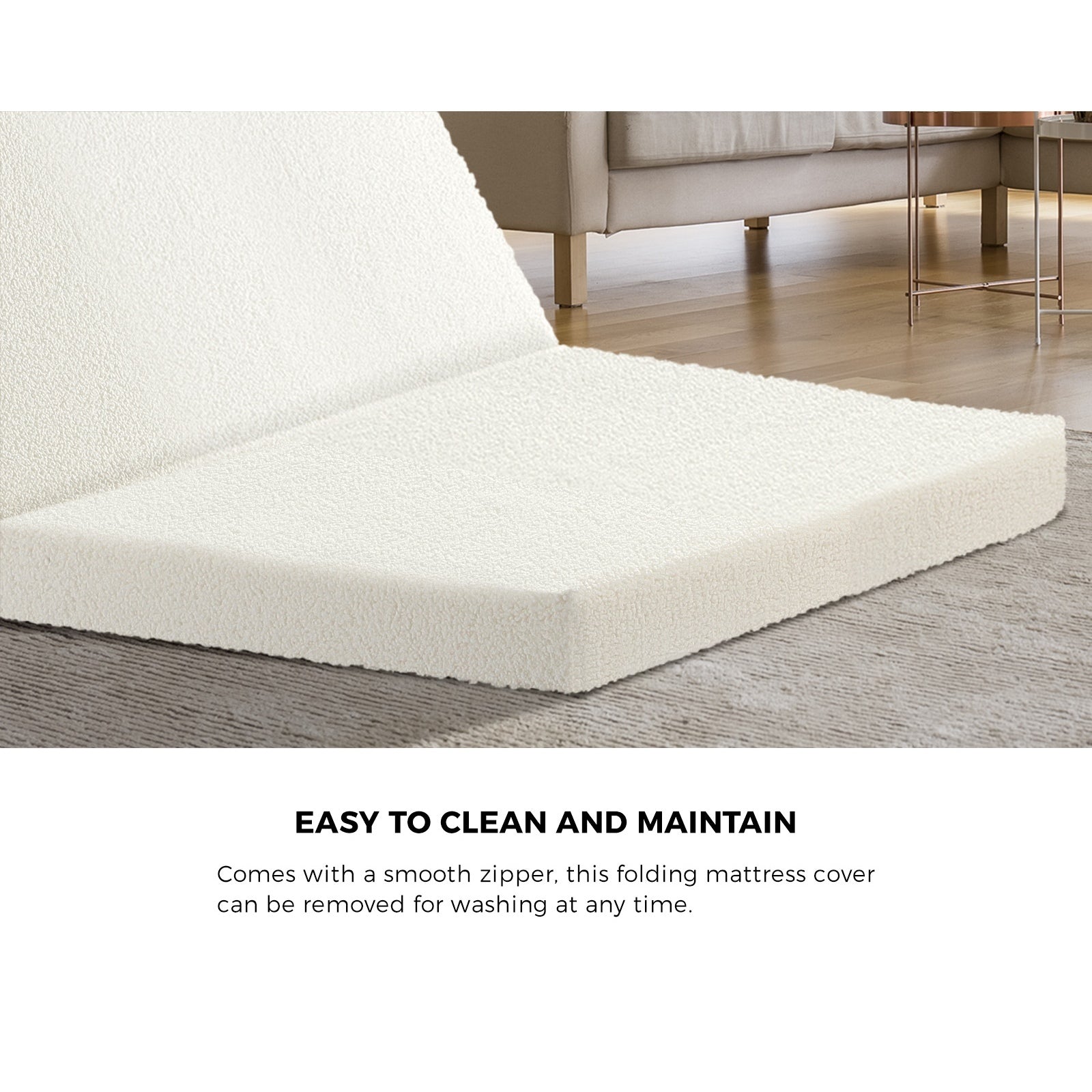 Bedra Sherpa Folding Foam Mattress Fleece Portable Foldable Camping Sofa Bed - Sunyee