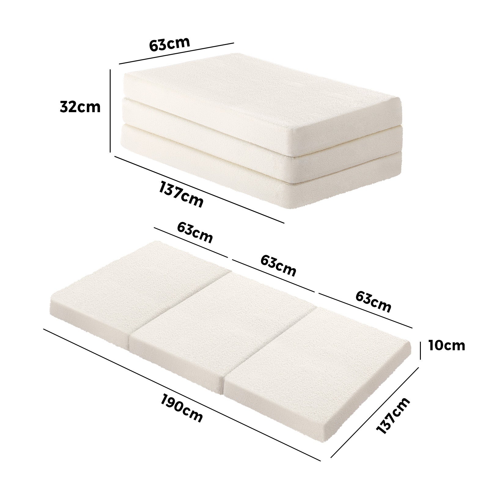 Bedra Sherpa Folding Foam Mattress Fleece Portable Foldable Camping Sofa Bed - Sunyee