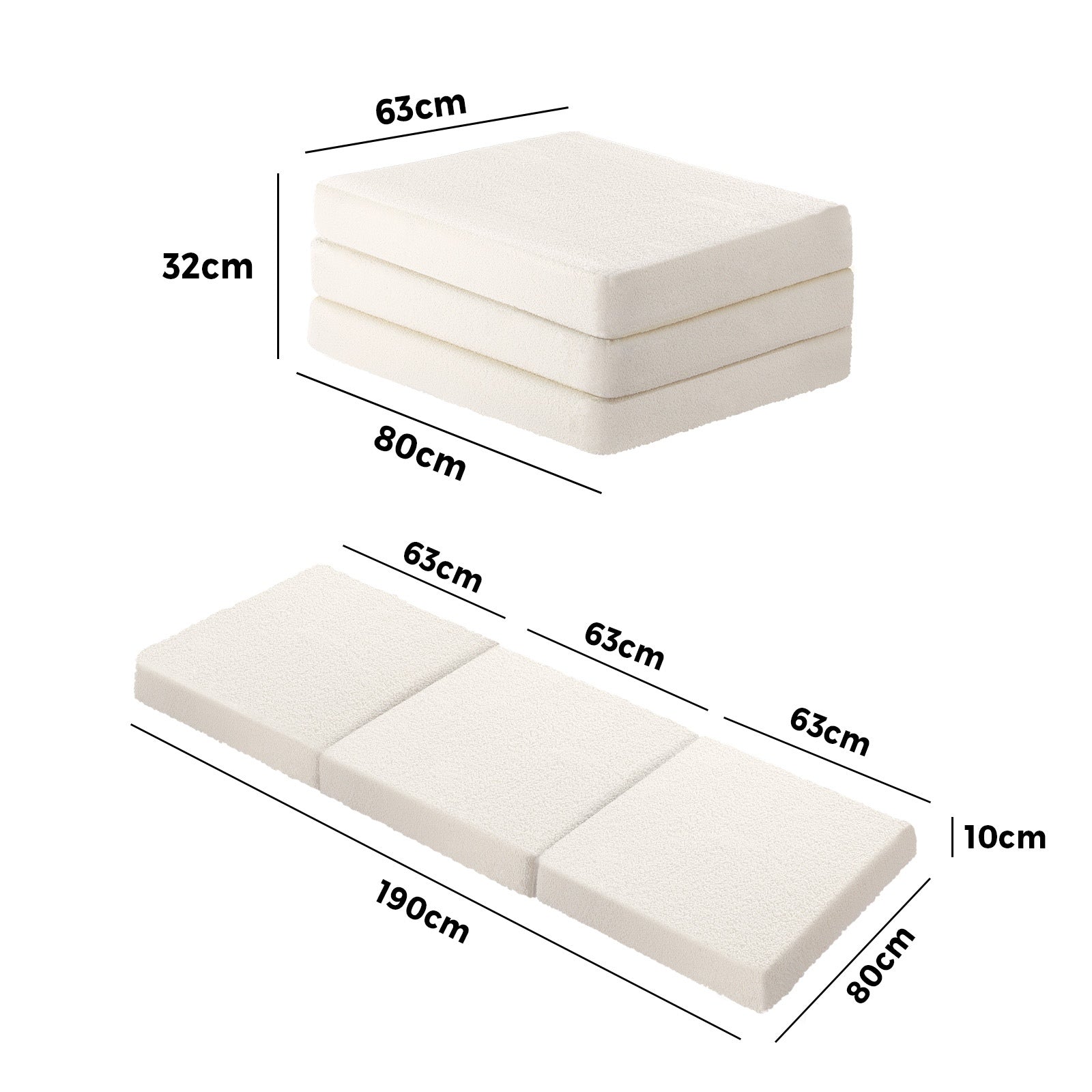 Bedra Sherpa Folding Foam Mattress Fleece Portable Foldable Camping Sofa Bed - Sunyee