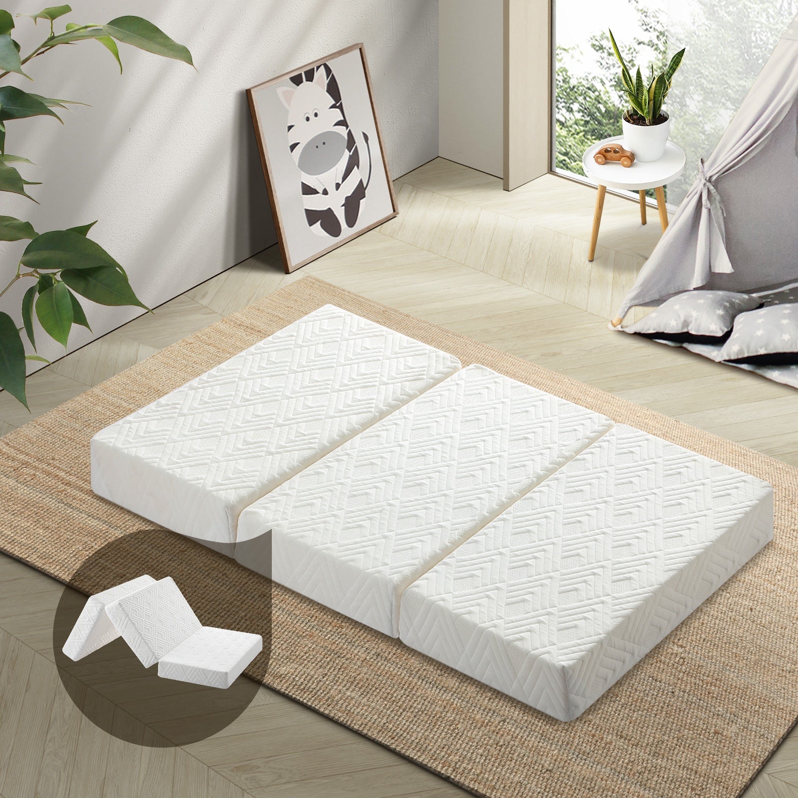 Bedra Folding Mattress Foldable Bed 3 4 Fold Sleeping Floor Mat Camping Cushion - Sunyee