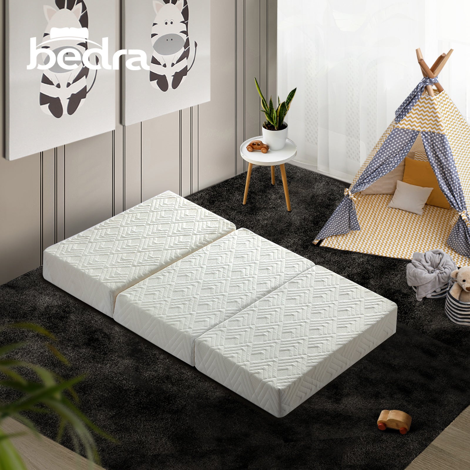 Bedra Folding Mattress 3-Fold Foldable Foam Mattresses Bed Mat White - Sunyee