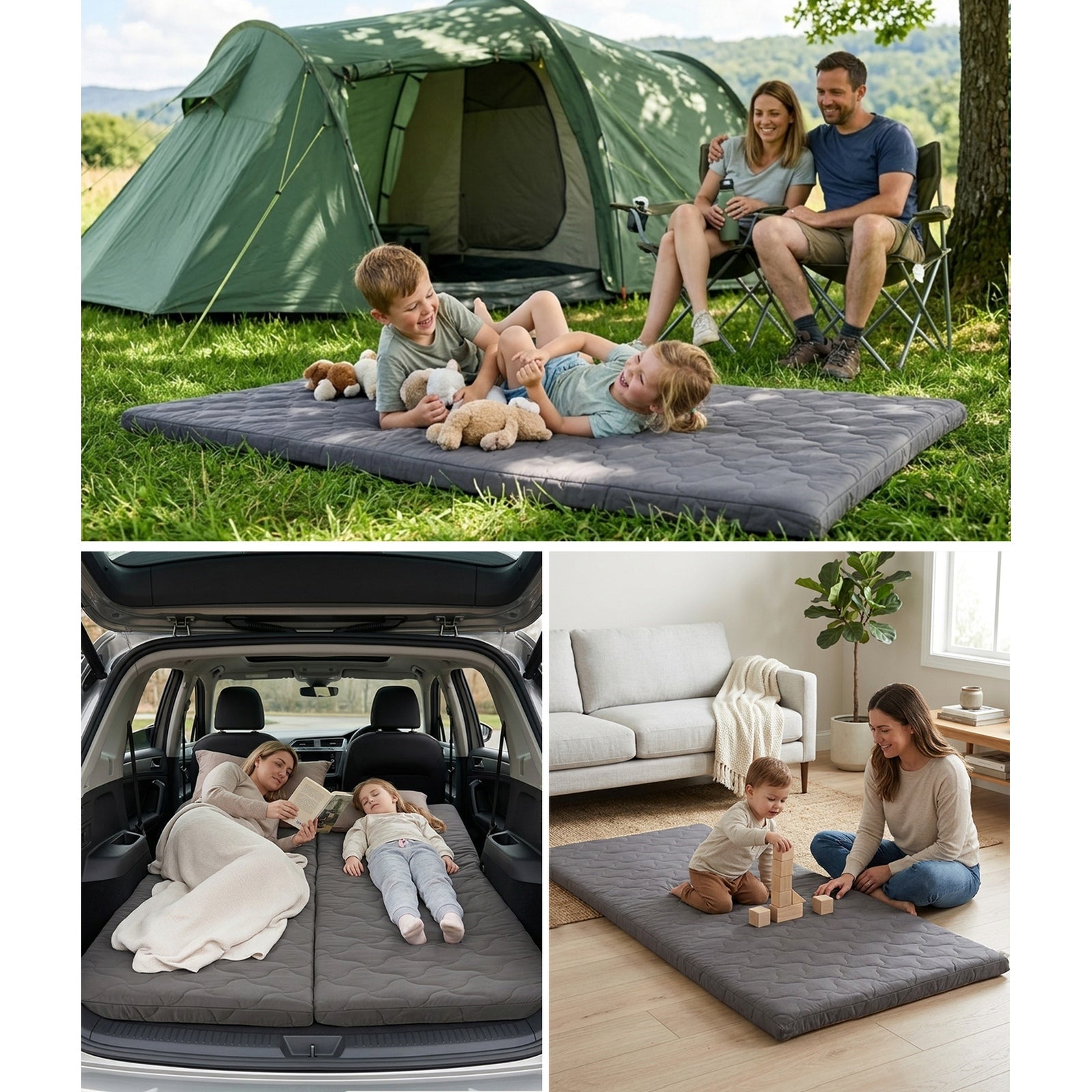 Bedra Roll Up Floor Mattress Portable Camping Mat Tatami with Carry Handle Grey