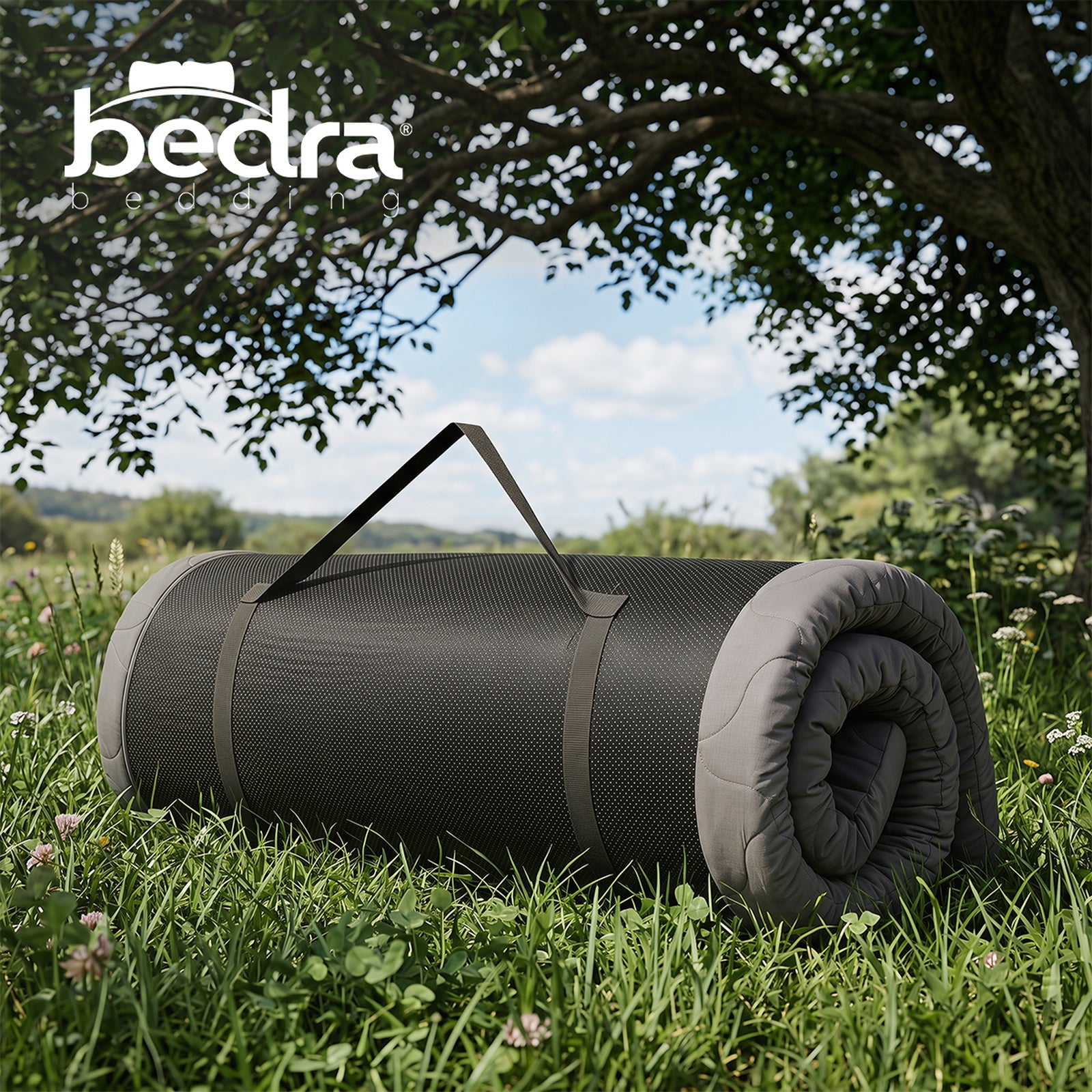 Bedra Roll Up Floor Mattress Portable Camping Mat Tatami with Carry Handle Grey