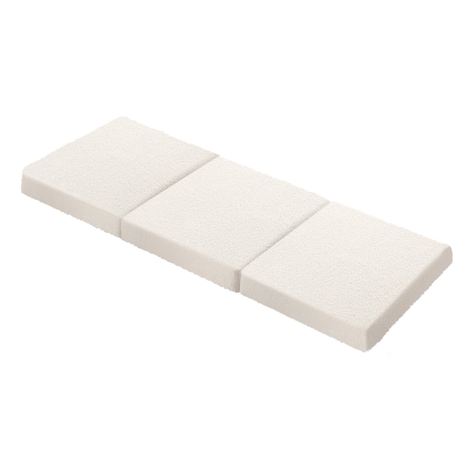 Bedra Folding Mattress Sherpa Fleece Foam 3-fold Foldable Floor Sofa Bed Single - Sunyee