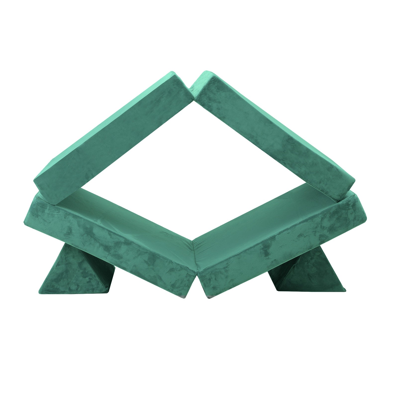 Oikiture 4Pcs Kids Play Couch Modular Lounge Cushion Convertible Playset Green - Sunyee