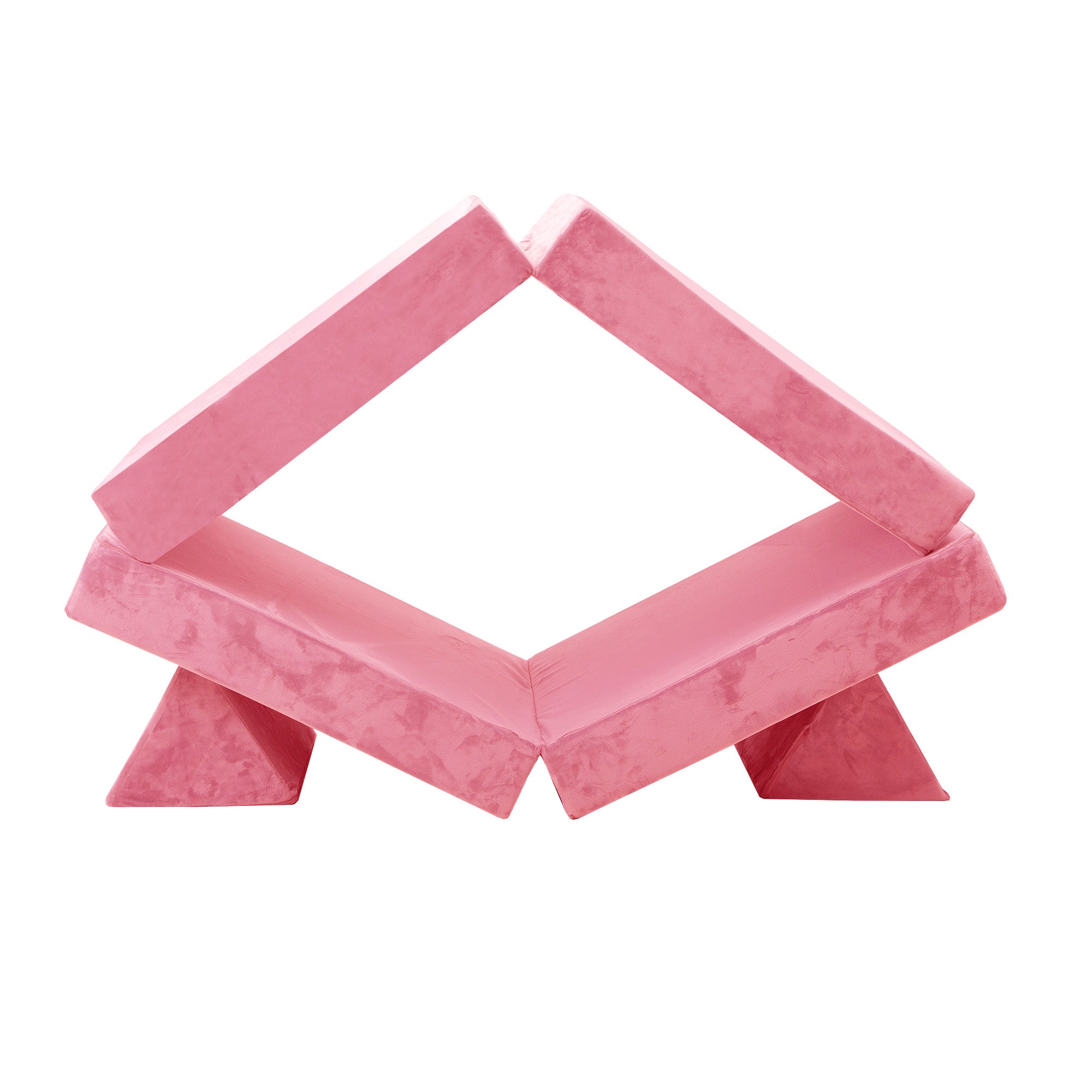 Oikiture 4Pcs Kids Play Couch Modular Lounge Cushion Convertible Playset Pink - Sunyee