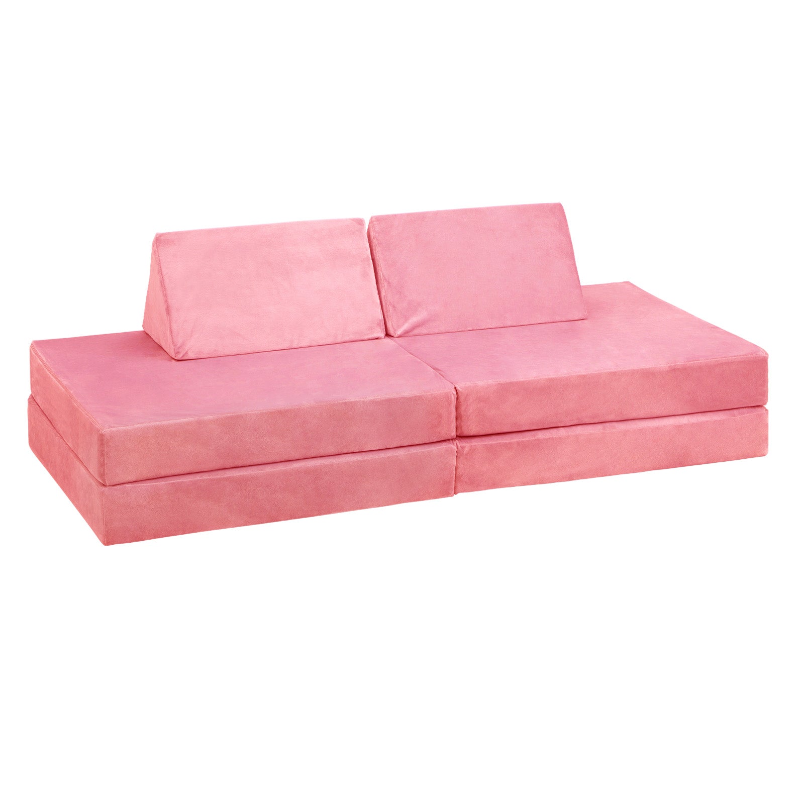 Oikiture 4Pcs Kids Play Couch Modular Lounge Cushion Convertible Playset Pink - Sunyee