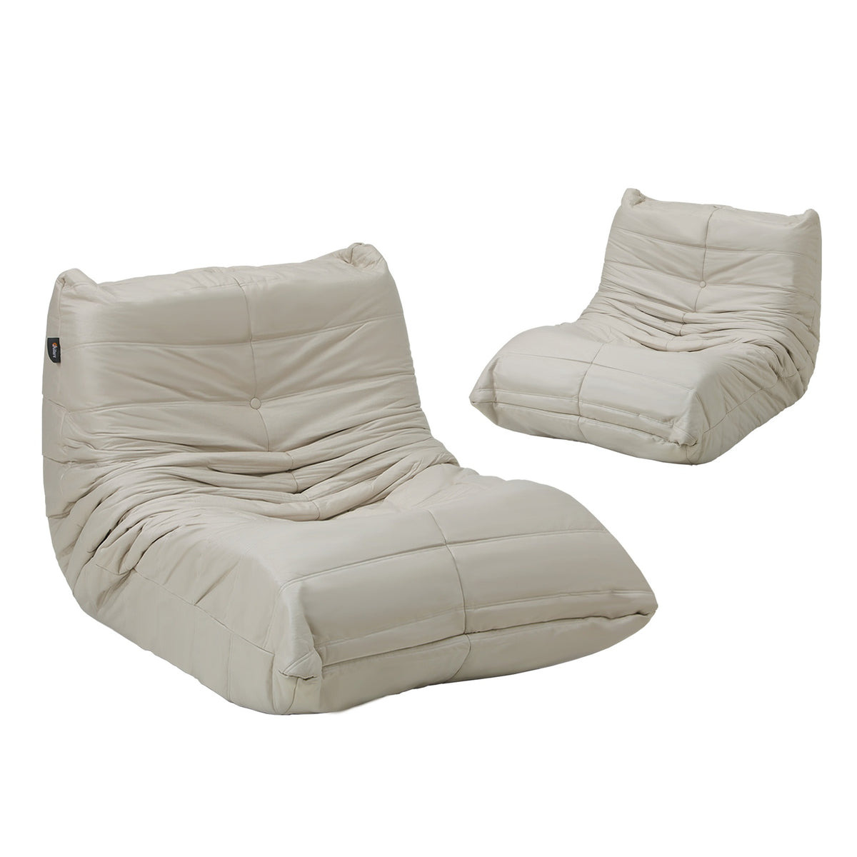 Oikiture 2X Floor Sofa Lounge Caterpillar Lazy Couch Single Chair Pouffe Beige - Sunyee