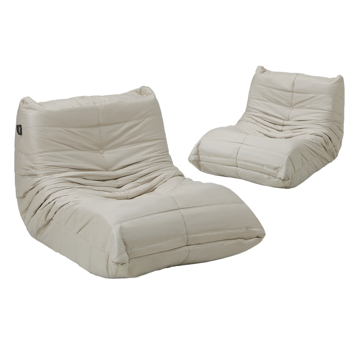 Oikiture 2X Floor Sofa Lounge Caterpillar Lazy Couch Single Chair Pouffe Beige - Sunyee