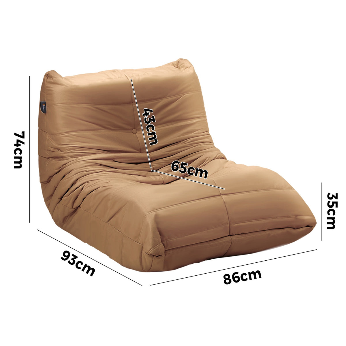 Oikiture Floor Sofa Accent Chair Lazy Couch Lounge Recliner Brown Polyester - Sunyee