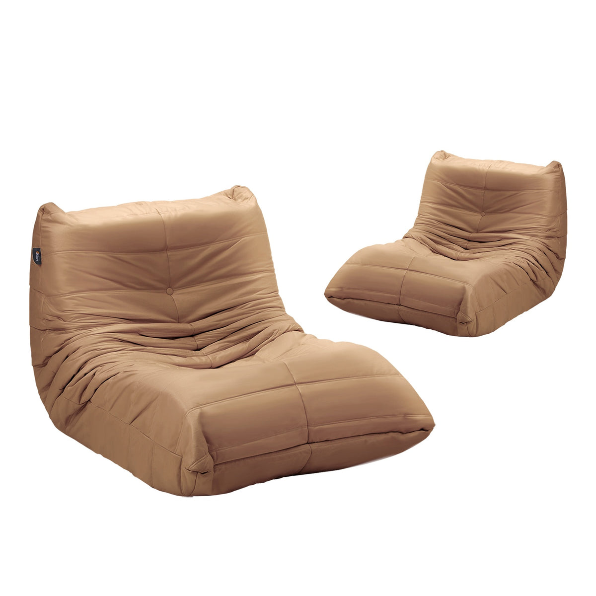 Oikiture 2XFloor Sofa Lounge Caterpillar Couch Single Accent Chair Pouffe Brown - Sunyee