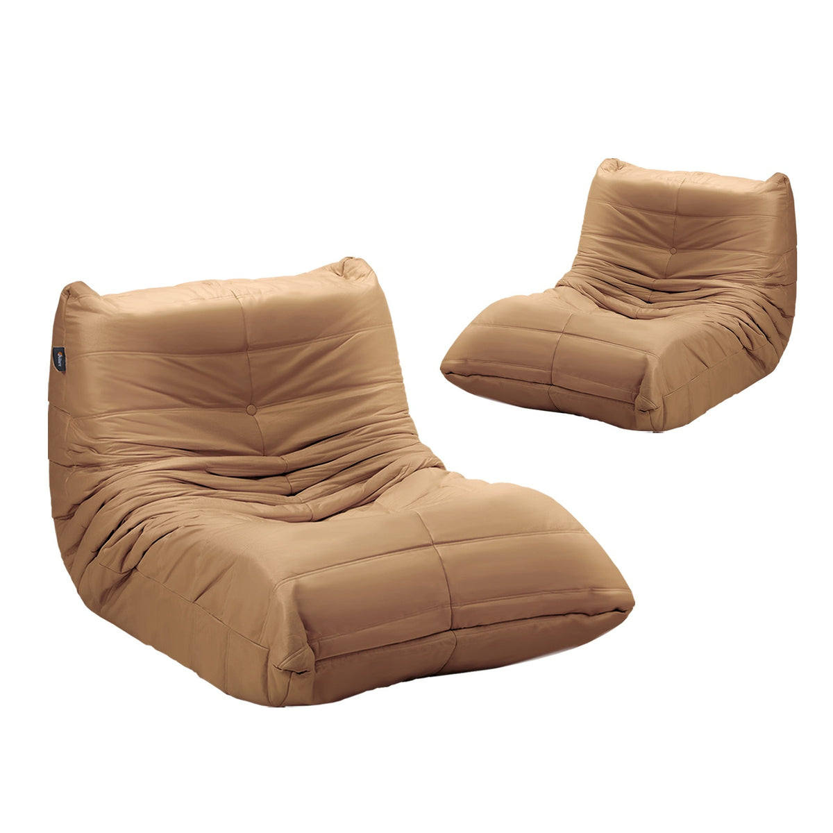 Oikiture 2XFloor Sofa Lounge Caterpillar Couch Single Accent Chair Pouffe Brown - Sunyee