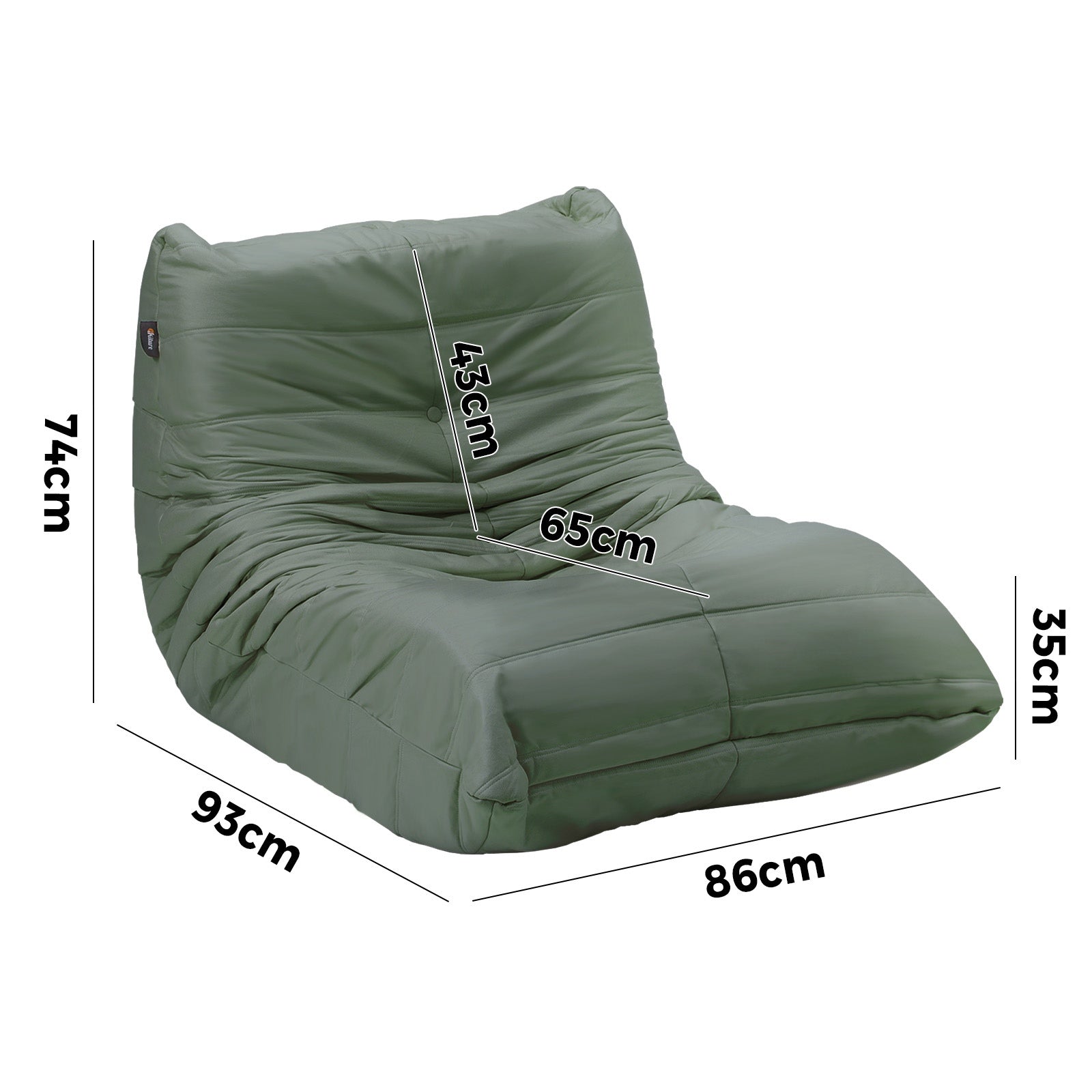 Oikiture 2X Floor Sofa Lounge Caterpillar Lazy Couch Single Chair Pouffe Green - Sunyee