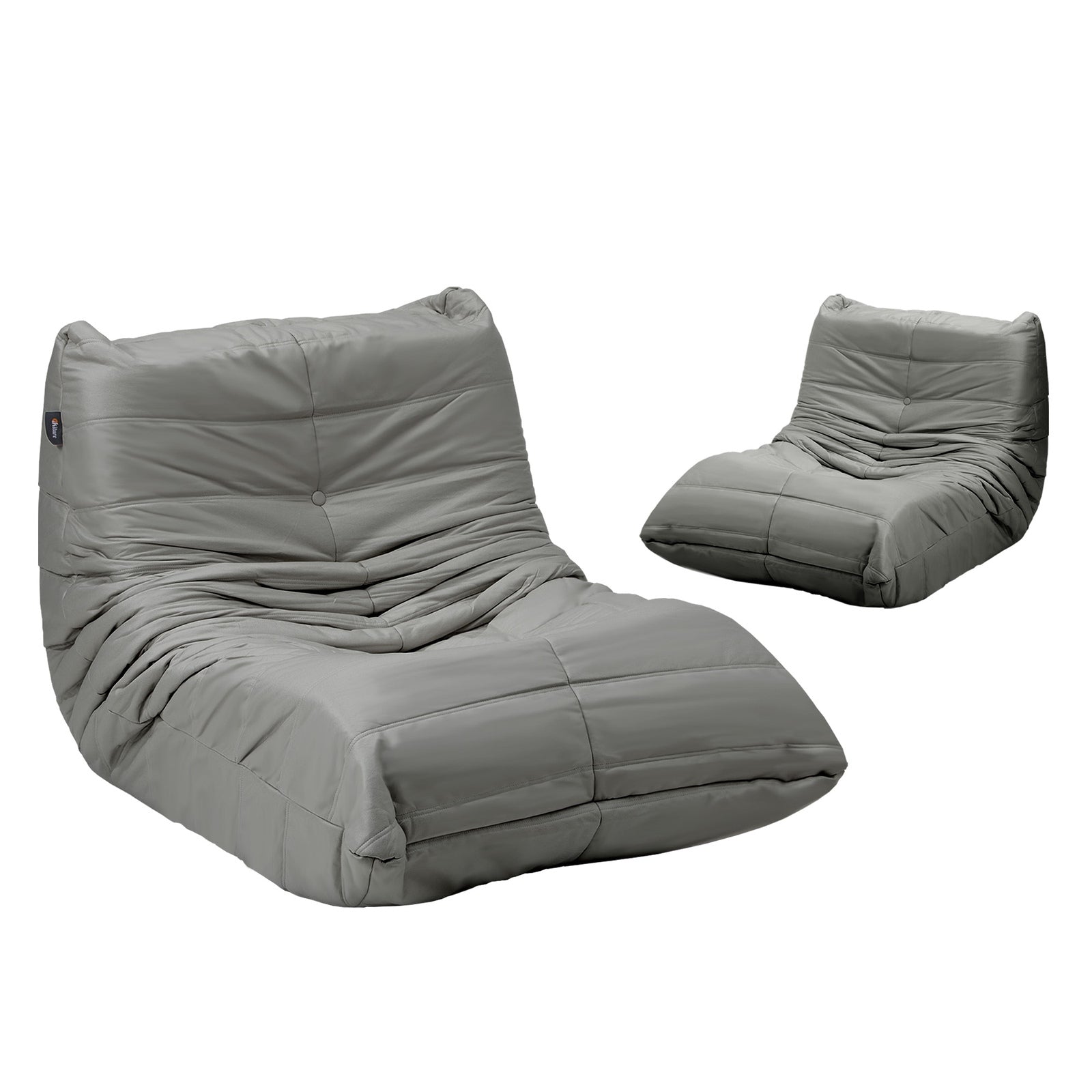 Oikiture 2X Floor Sofa Lounge Caterpillar Couch Single Accent Chair Pouffe Grey - Sunyee