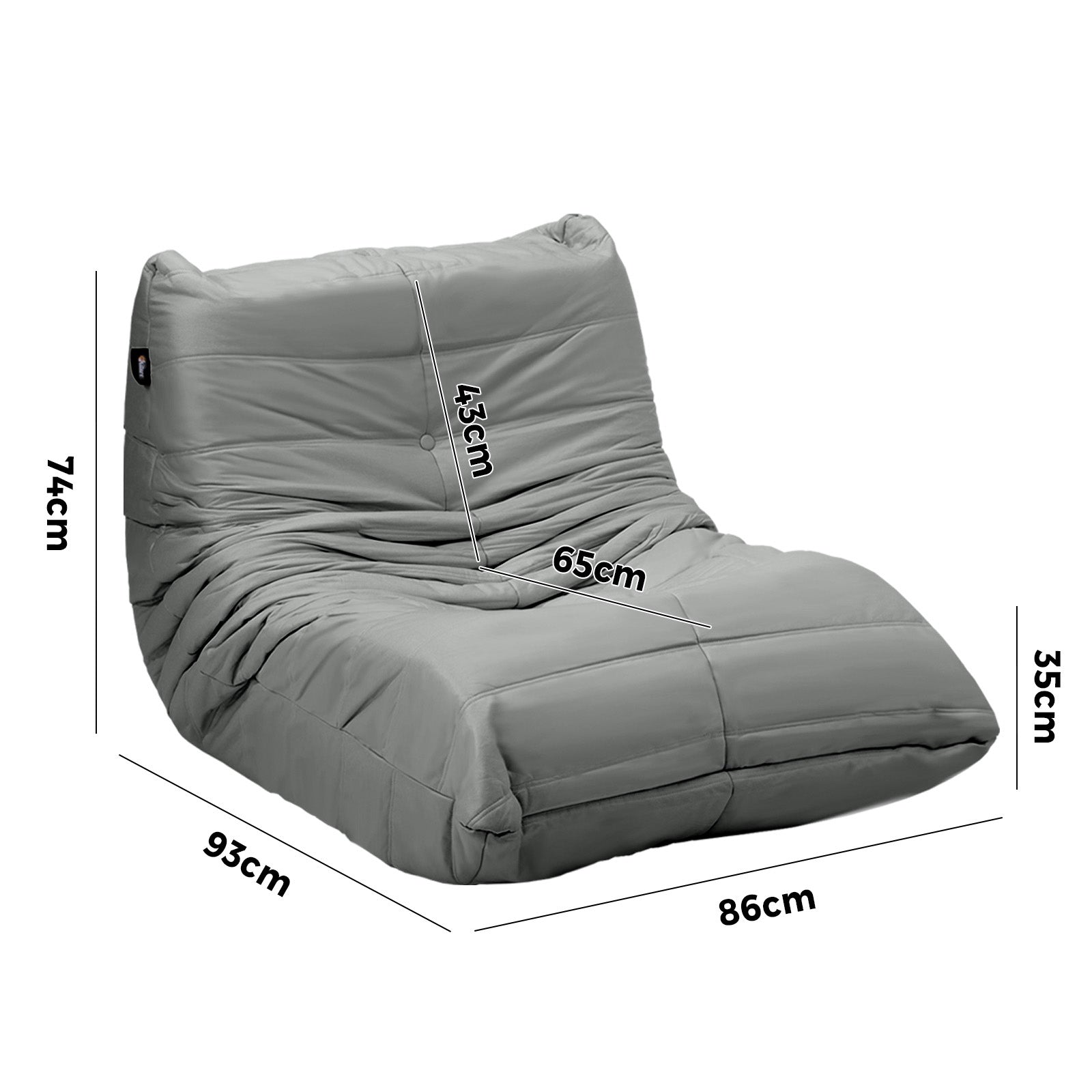 Oikiture 2X Floor Sofa Lounge Caterpillar Couch Single Accent Chair Pouffe Grey - Sunyee