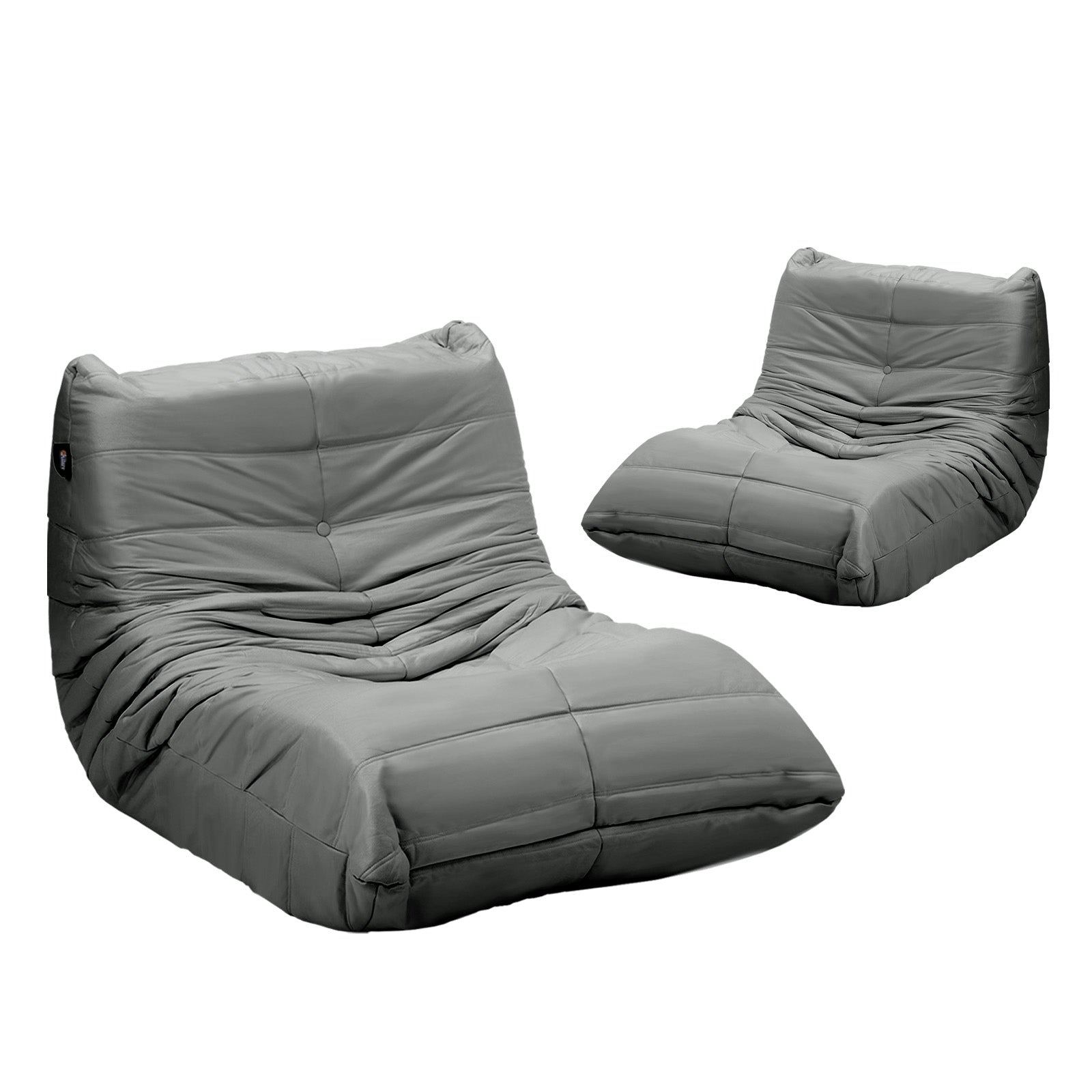 Oikiture 2X Floor Sofa Lounge Caterpillar Couch Single Accent Chair Pouffe Grey - Sunyee