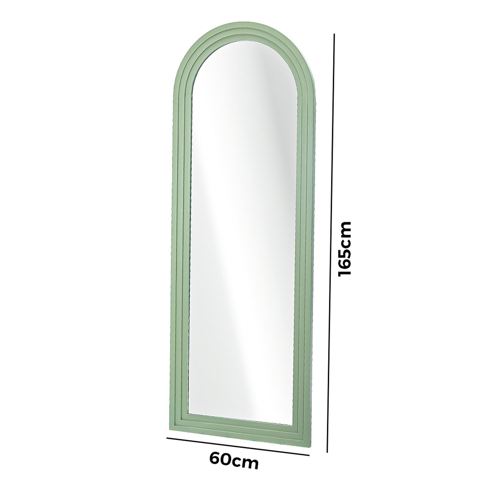 Oikiture Full Length Arch Mirror 165x60cm Green Wood Wall Mounted Home Decor - Sunyee
