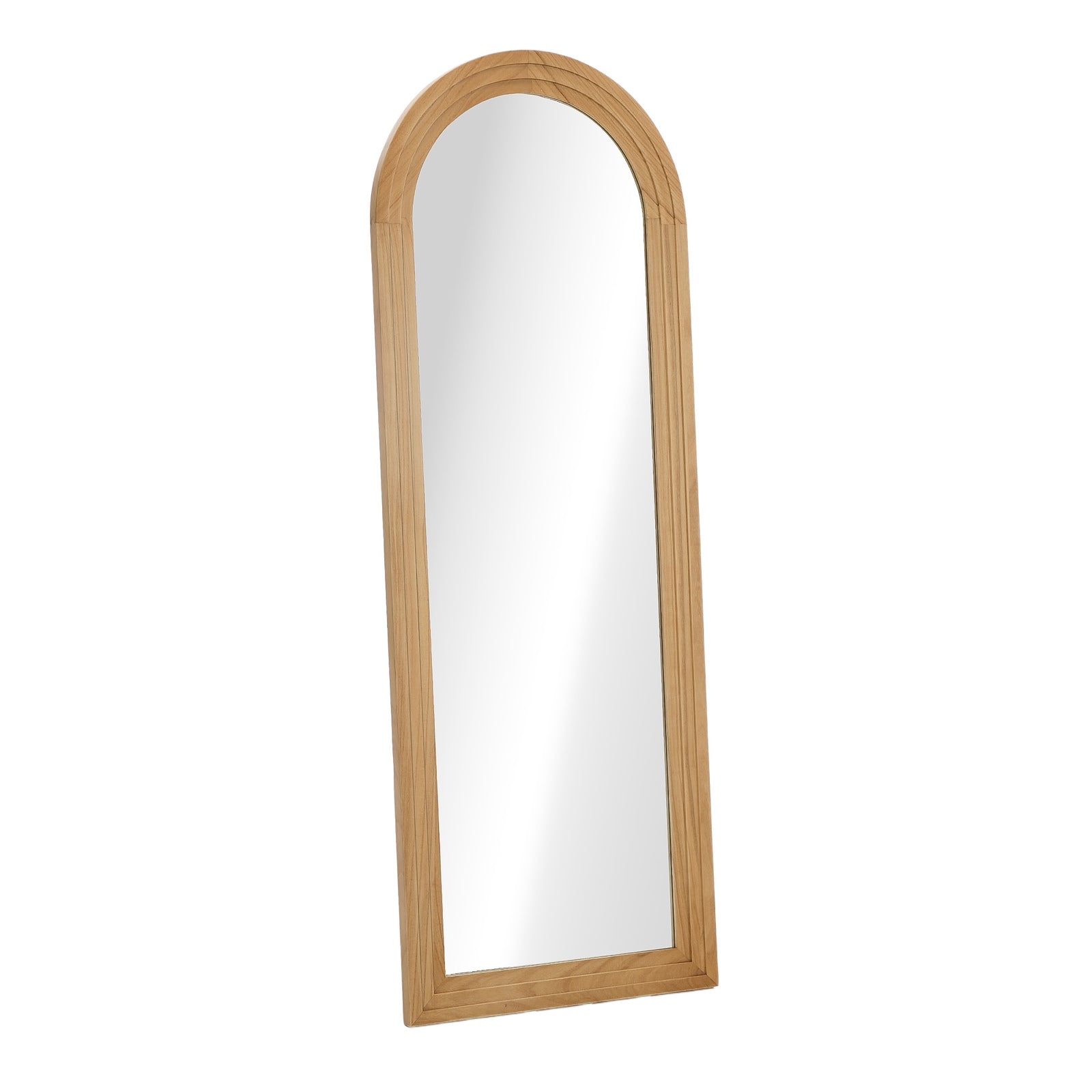 Oikiture Full Length Arch Mirror 165x60cm Natural Wood Wall Mounted Home Decor - Sunyee