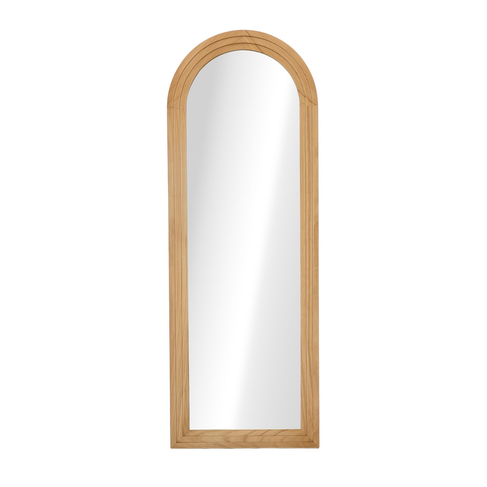 Oikiture Full Length Arch Mirror 165x60cm Natural Wood Wall Mounted Home Decor - Sunyee