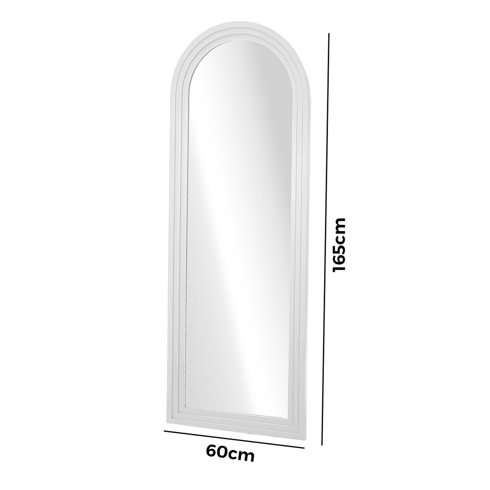 Oikiture Full Length Arch Mirror 165x60cm White Wood Wall Mounted Home Decor - Sunyee