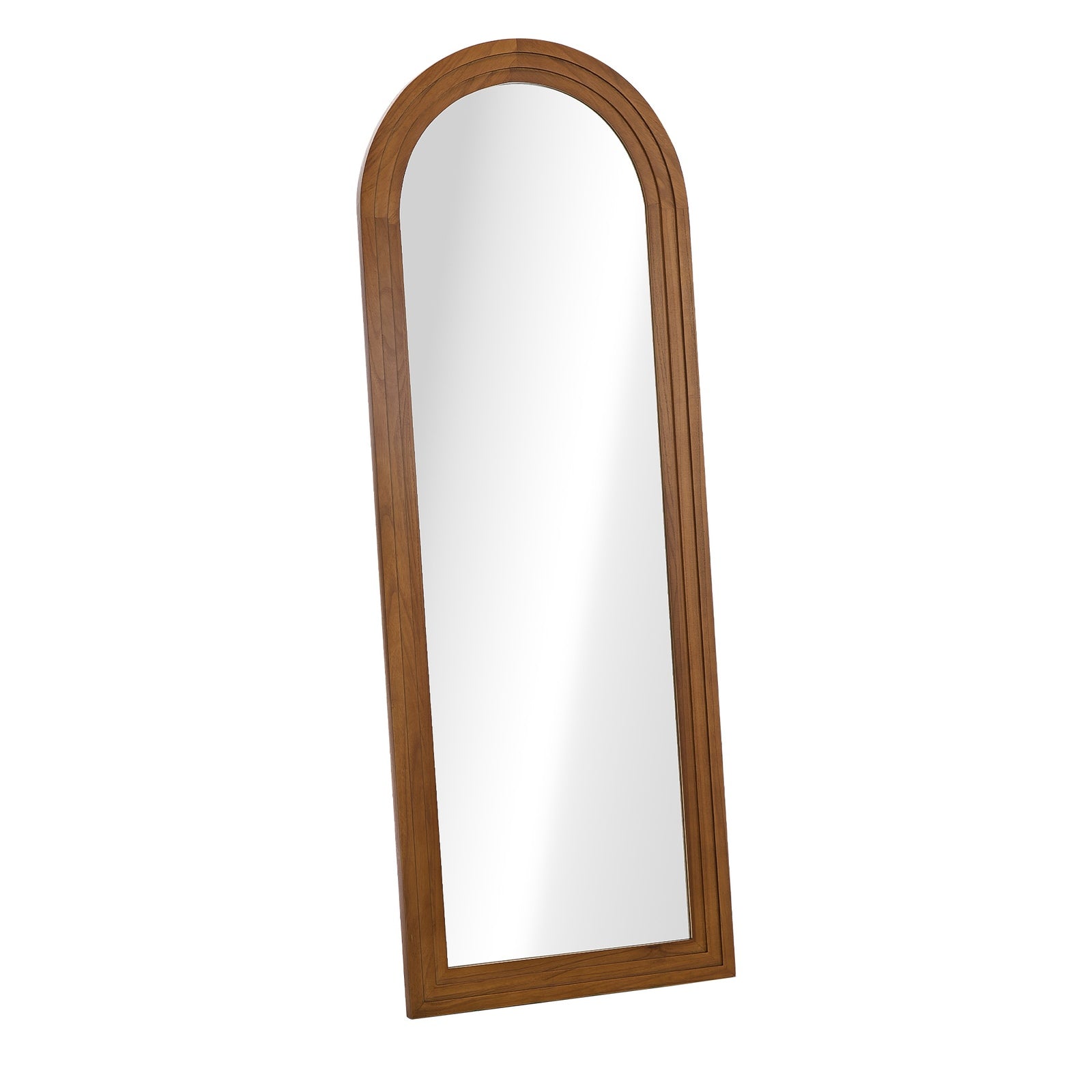 Oikiture Full Length Arch Mirror 165x60cm Brown Wood Wall Mounted Home Decor - Sunyee