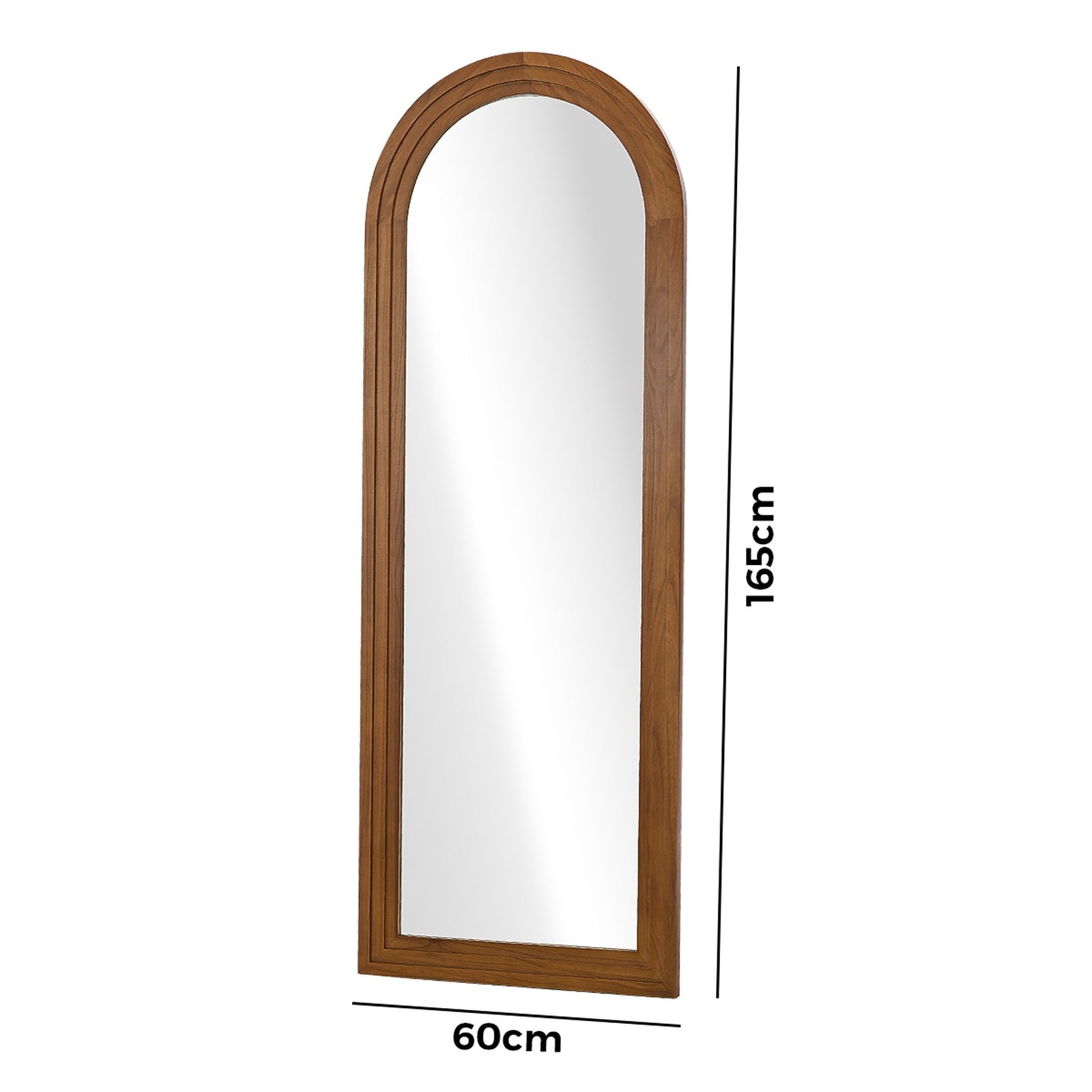 Oikiture Full Length Arch Mirror 165x60cm Brown Wood Wall Mounted Home Decor - Sunyee