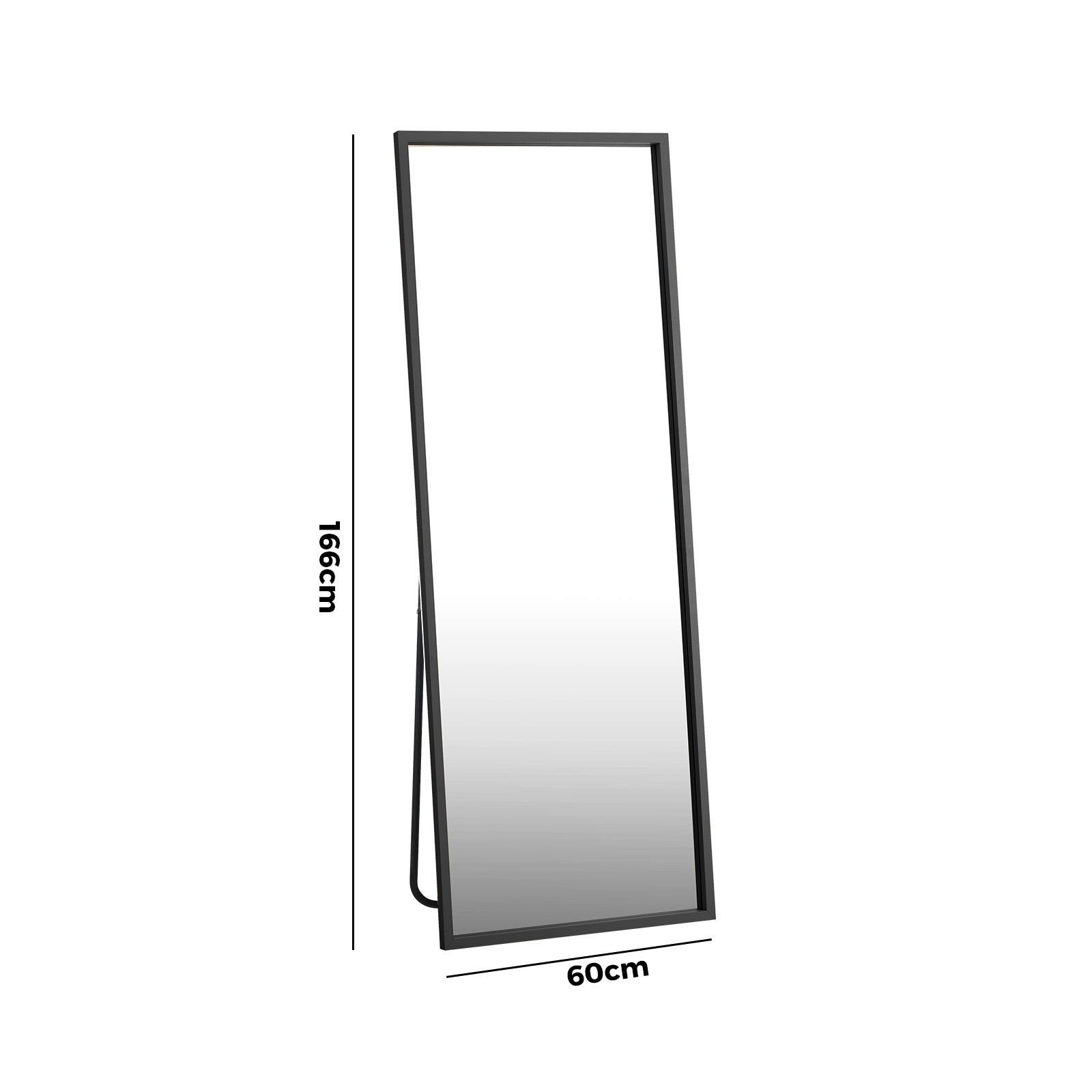 Oikiture Wooden Full Length Mirror 166x60cm Floor Mirrors Free Standing Black - Sunyee