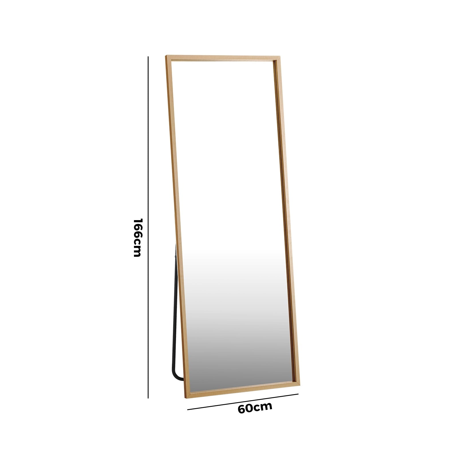 Oikiture Wood Full Length Mirror Rectangle Floor Mirrors Free Standing 166x60cm - Sunyee