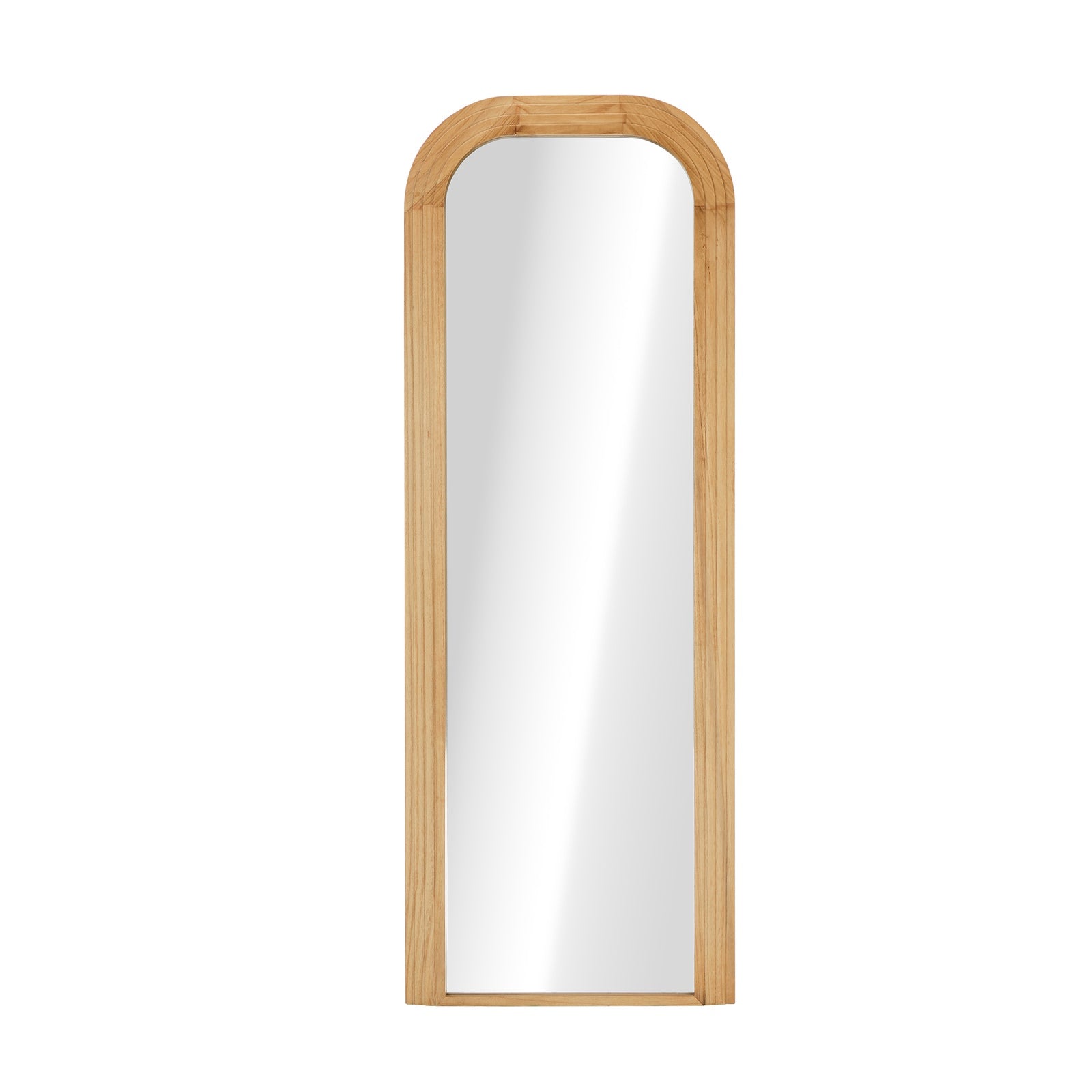 Oikiture Full Length Arch Mirror 165x60cm Natural Wood Top Round Corner Bedroom - Sunyee
