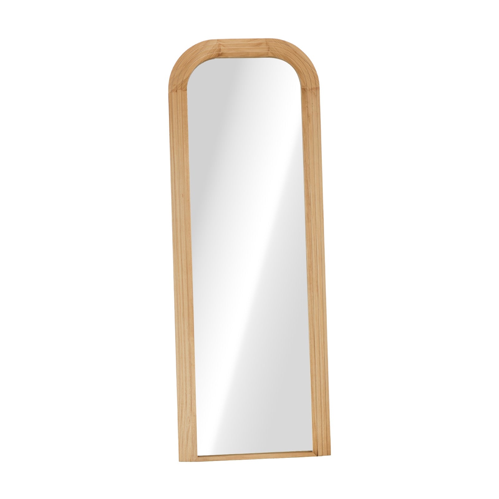 Oikiture Full Length Arch Mirror 165x60cm Natural Wood Top Round Corner Bedroom - Sunyee