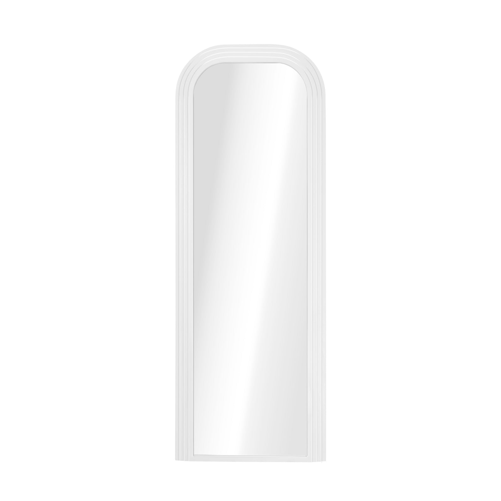 Oikiture Full Length Arch Mirror 165x60cm White Wood Top Rounded Corner Bedroom - Sunyee