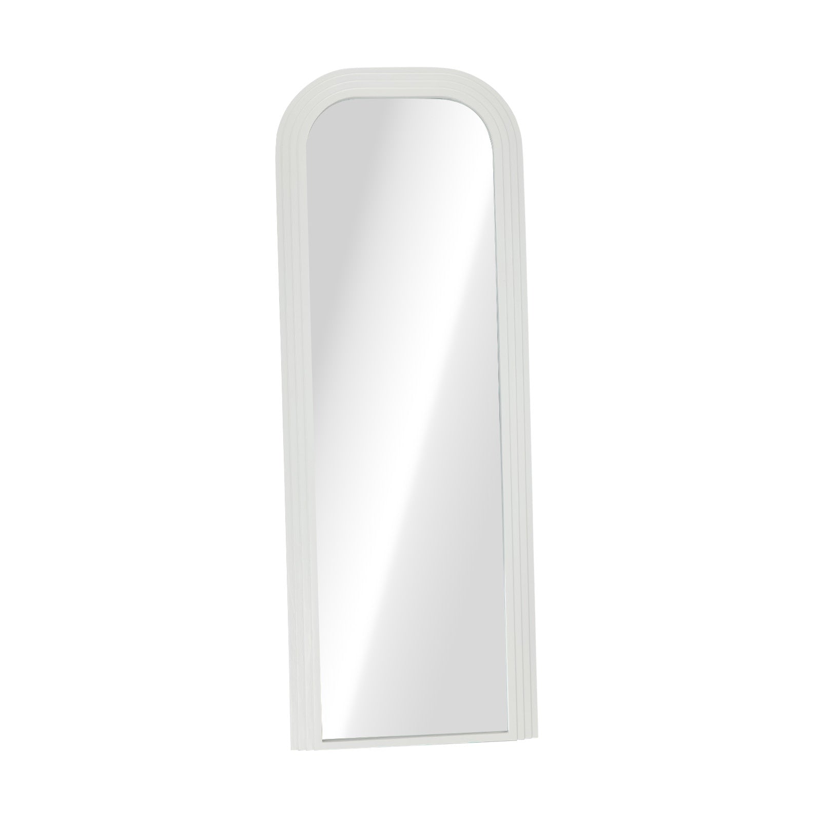 Oikiture Full Length Arch Mirror 165x60cm White Wood Top Rounded Corner Bedroom - Sunyee