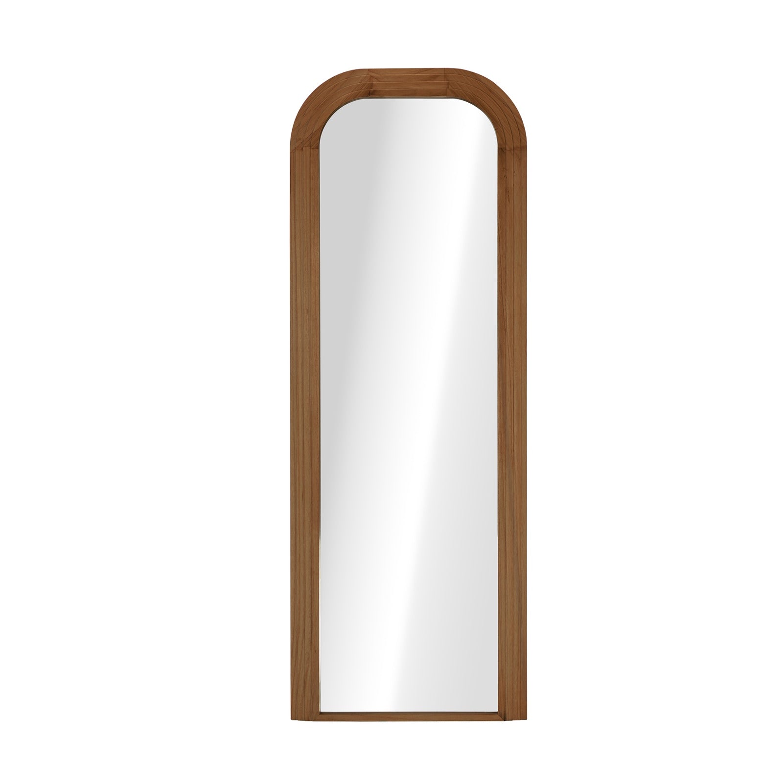 Oikiture Full Length Arch Mirror 165x60cm Brown Wood Top Rounded Corner Bedroom - Sunyee