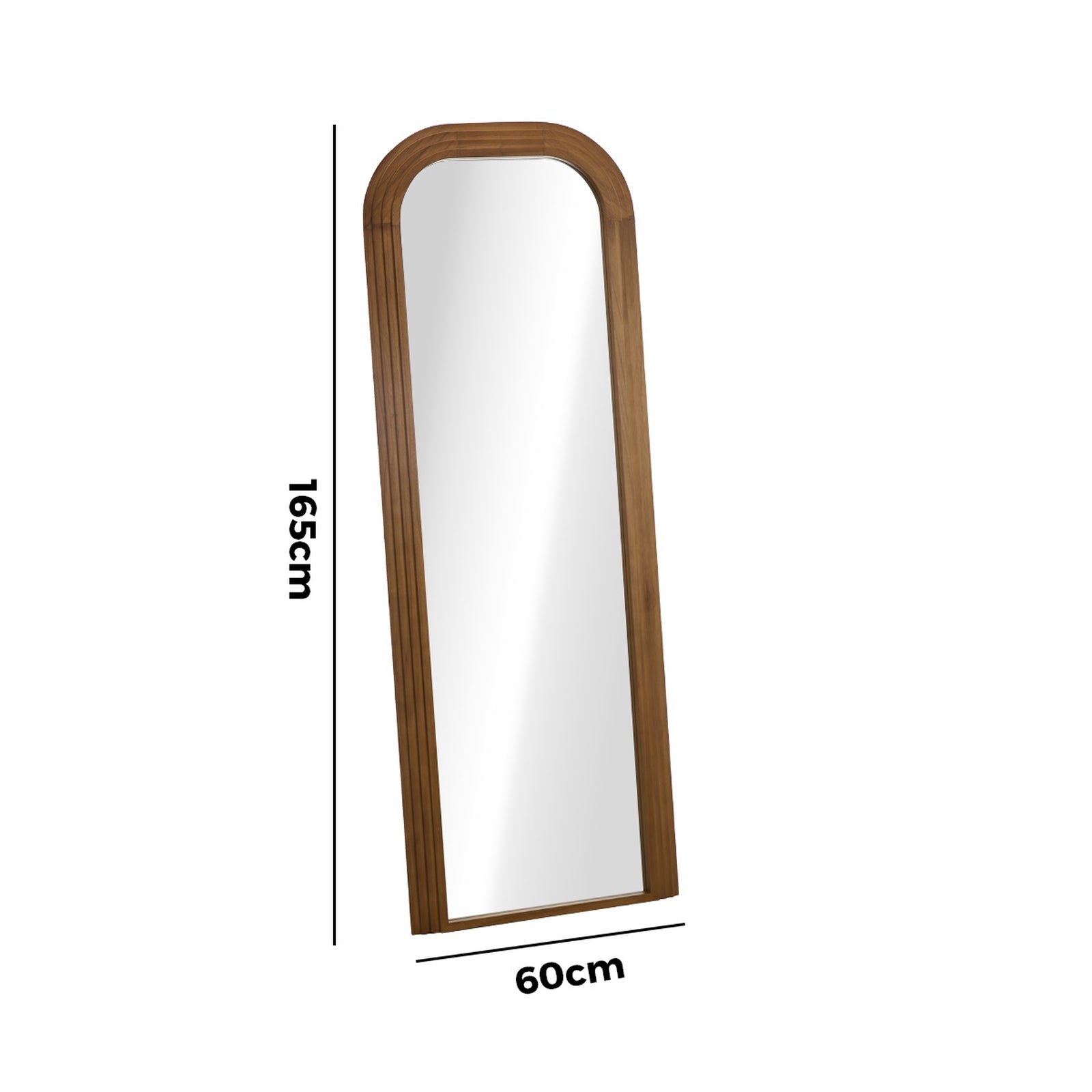 Oikiture Full Length Arch Mirror 165x60cm Brown Wood Top Rounded Corner Bedroom - Sunyee