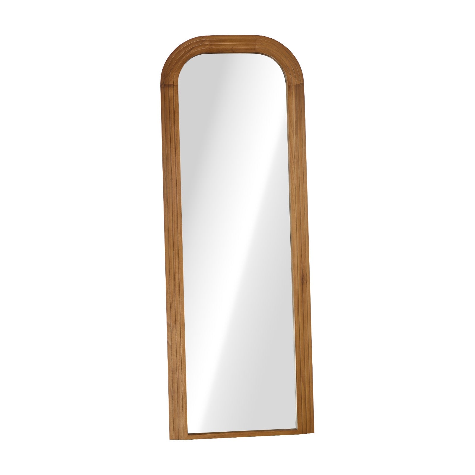 Oikiture Full Length Arch Mirror 165x60cm Brown Wood Top Rounded Corner Bedroom - Sunyee