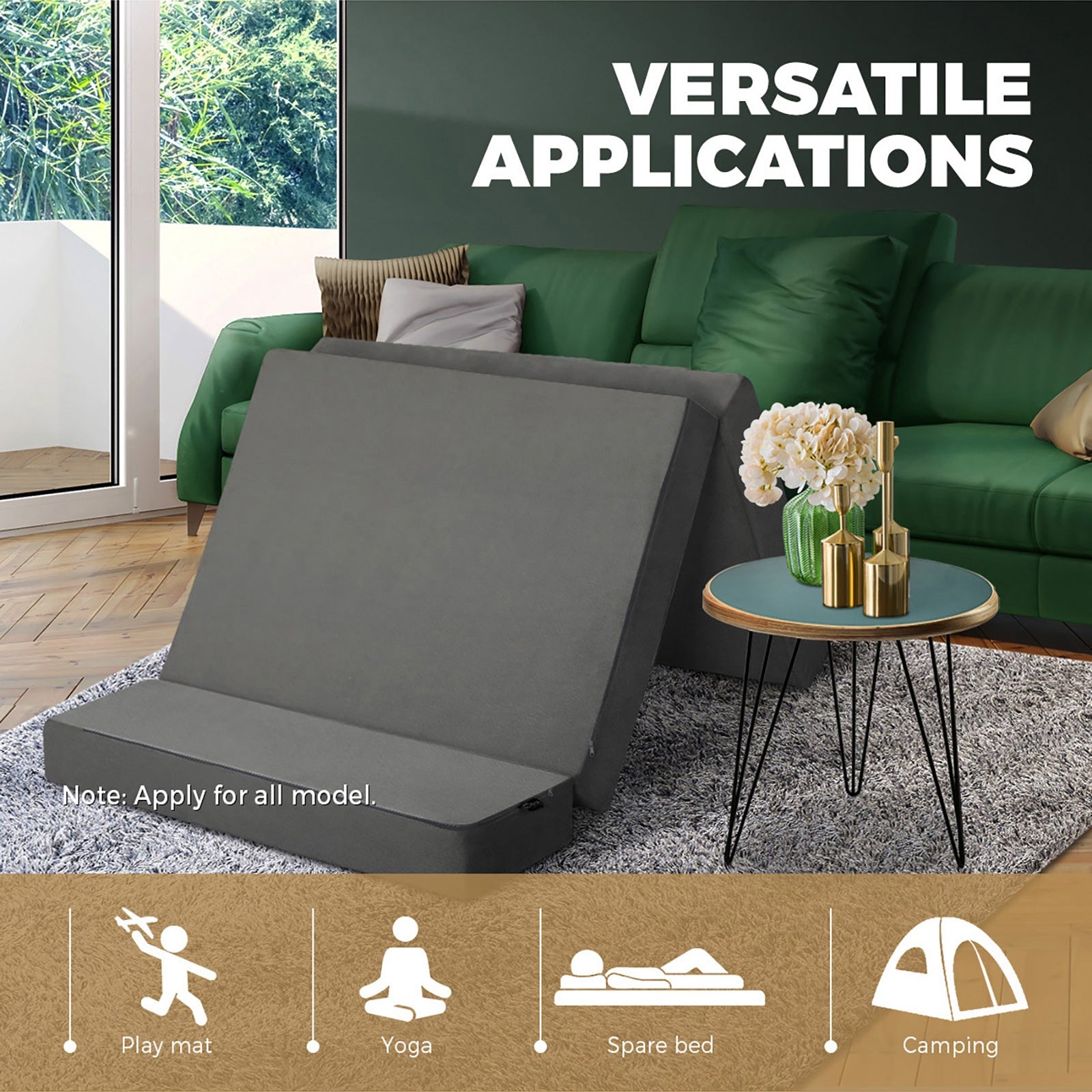 Bedra Folding Foam Mattress Sofa Bed Trifold Sleeping Floor Mat Camping Cushion - Sunyee