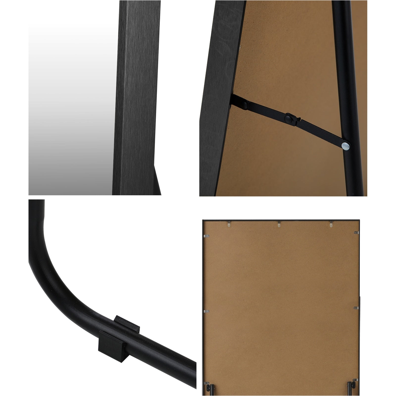 Oikiture 166x60cm Full Length Mirror Dressing Floor Mirrors Free Standing Black - Sunyee