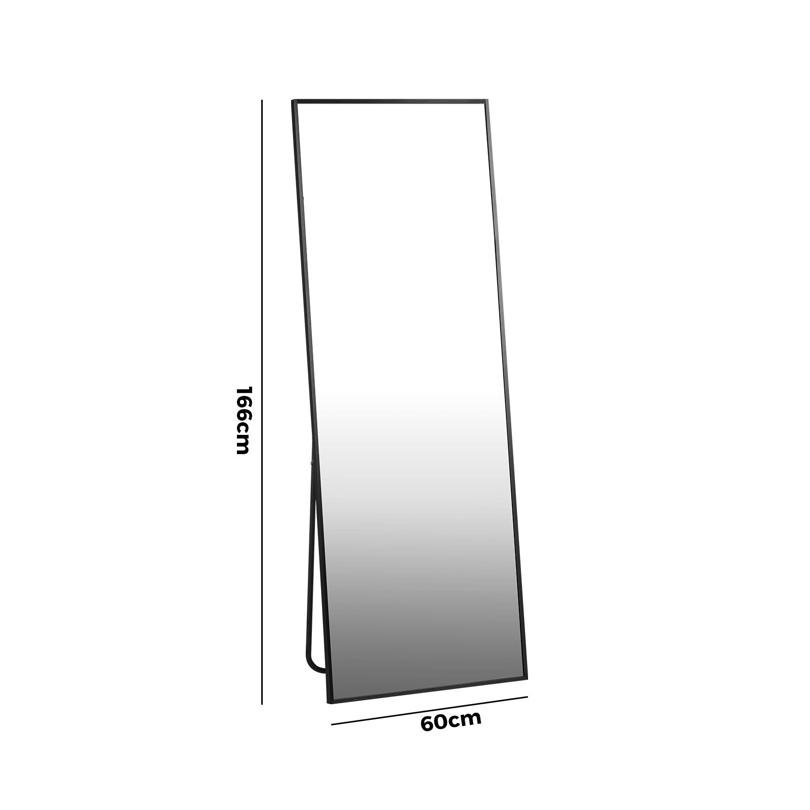 Oikiture 166x60cm Full Length Mirror Dressing Floor Mirrors Free Standing Black - Sunyee